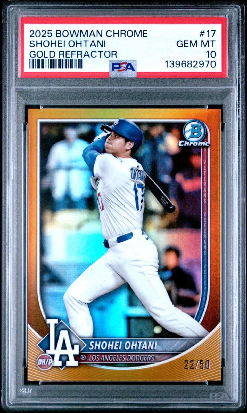 2025 BOWMAN CHROME #17 SHOHEI OHTANI GOLD REFRACTOR /50