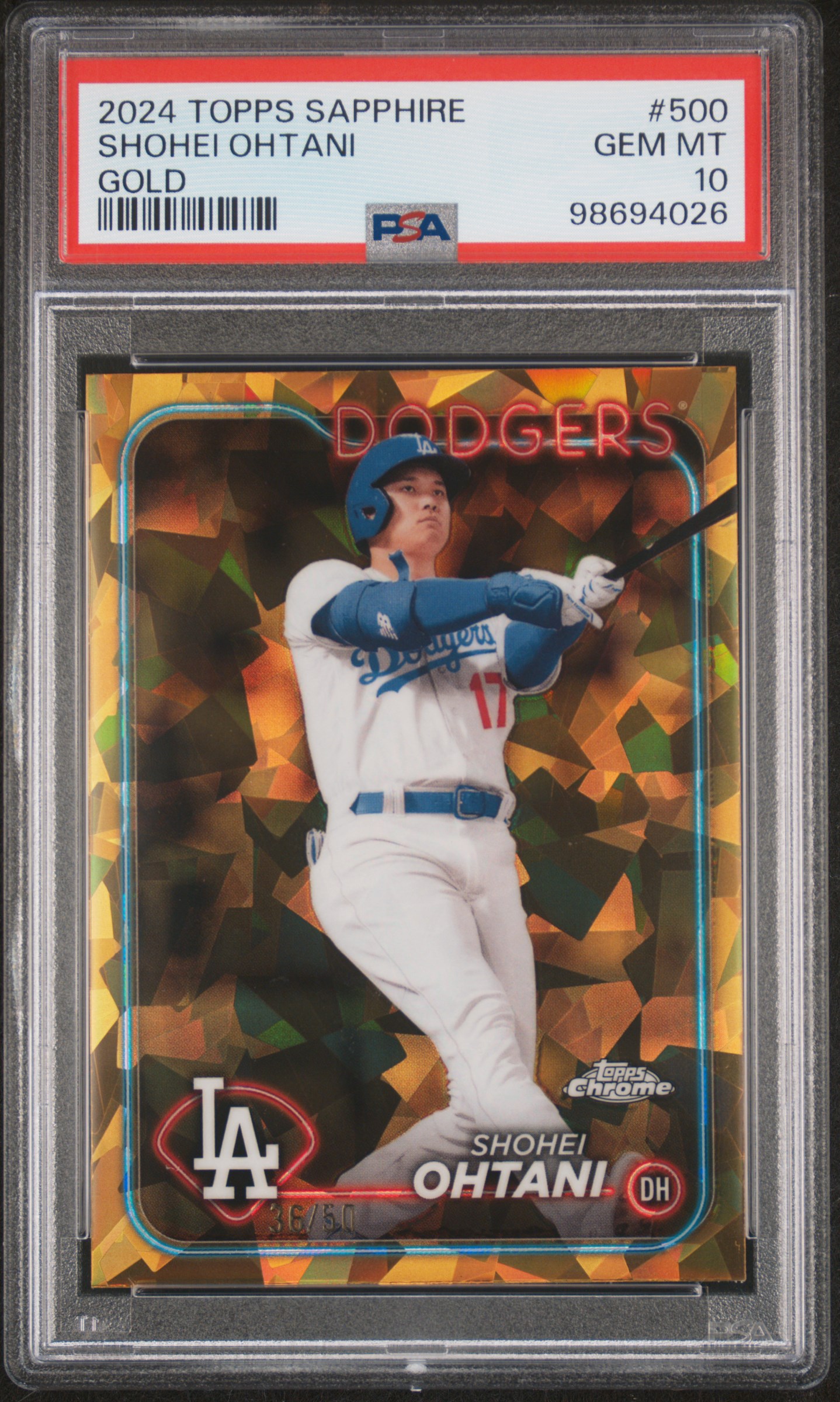 2024 TOPPS CHROME SAPPHIRE #500 SHOHEI OHTANI GOLD /50