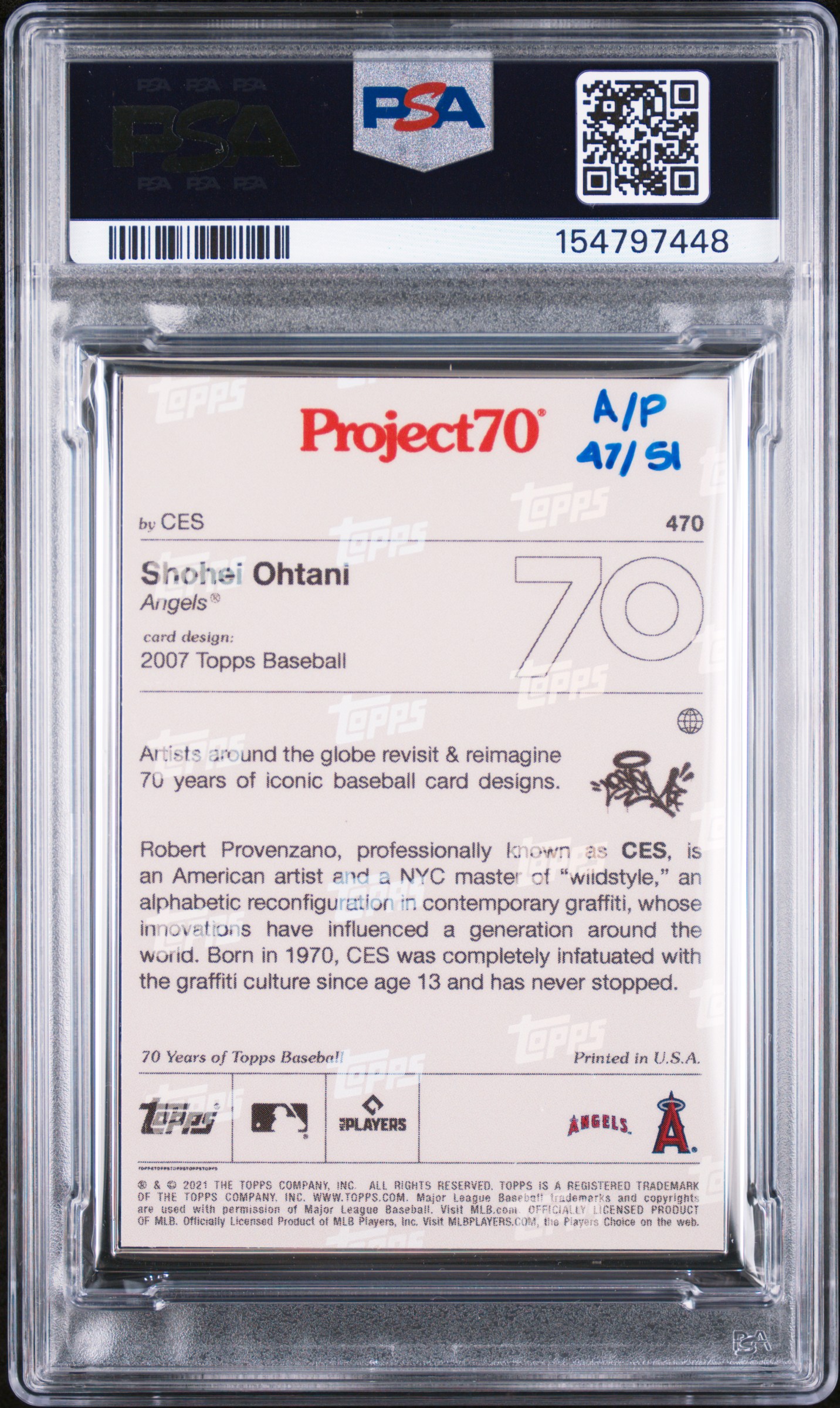 2021 TOPPS PROJECT70 #470 SHOHEI OHTANI SILVER FRAME ARTIST PROOF /51