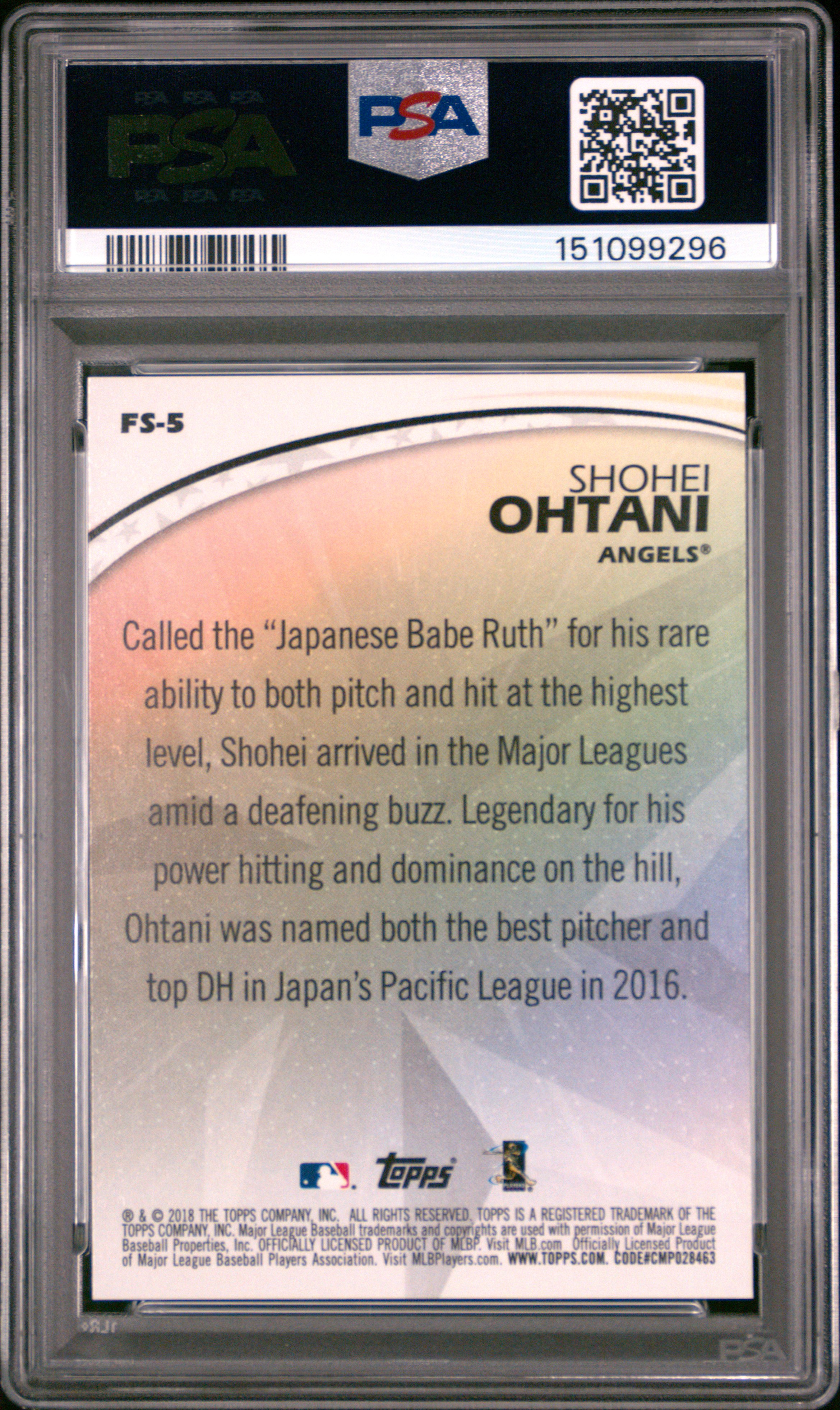 2018 TOPPS FUTURE STARS #FS-5 SHOHEI OHTANI FUTURE STARS-BLUE