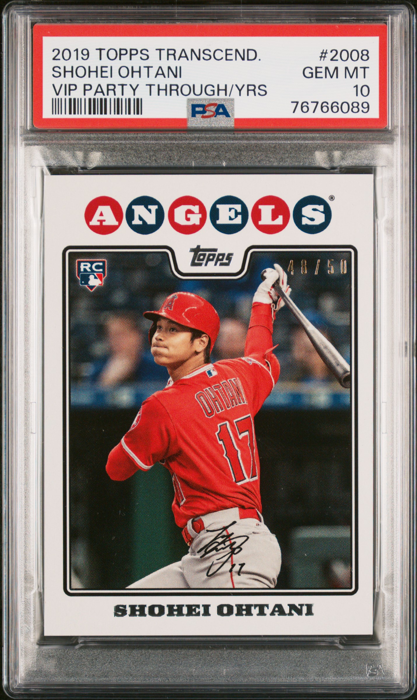 2019 TOPPS TRANSCENDENT VIP PARTY SHOHEI OHTANI THROUGH THE YEARS #2008 SHOHEI OHTANI VIP PARTY THROUGH/YRS /50