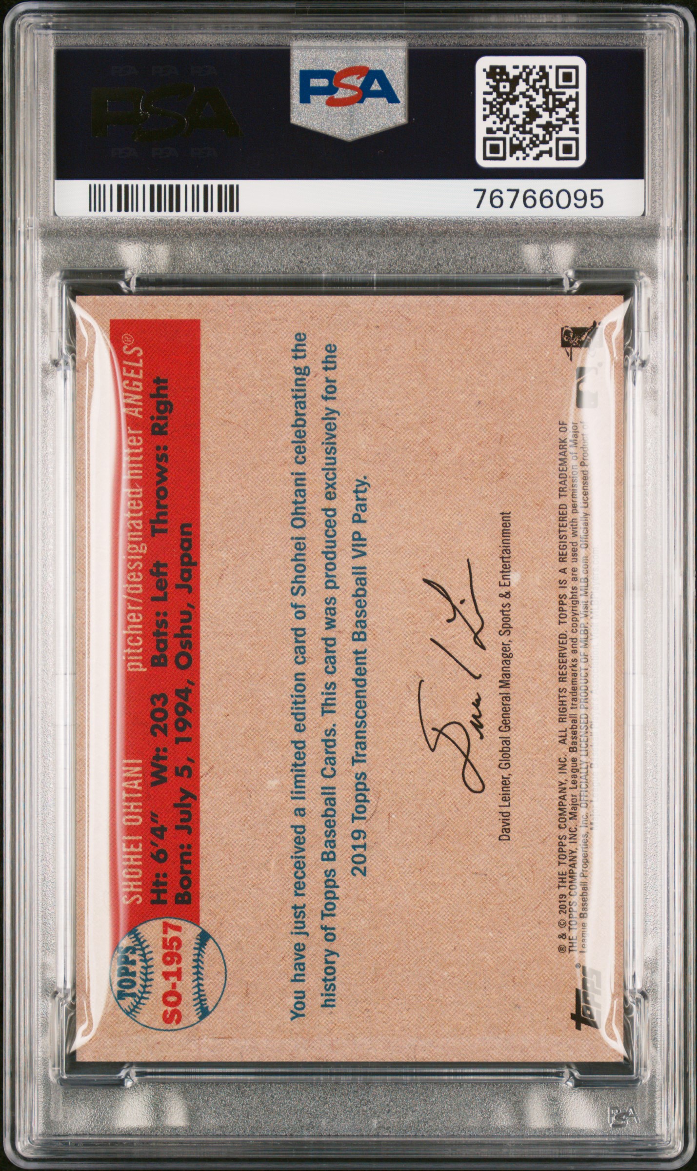 2019 TOPPS TRANSCENDENT VIP PARTY SHOHEI OHTANI THROUGH THE YEARS #1957 SHOHEI OHTANI VIP PARTY THROUGH/YRS /50