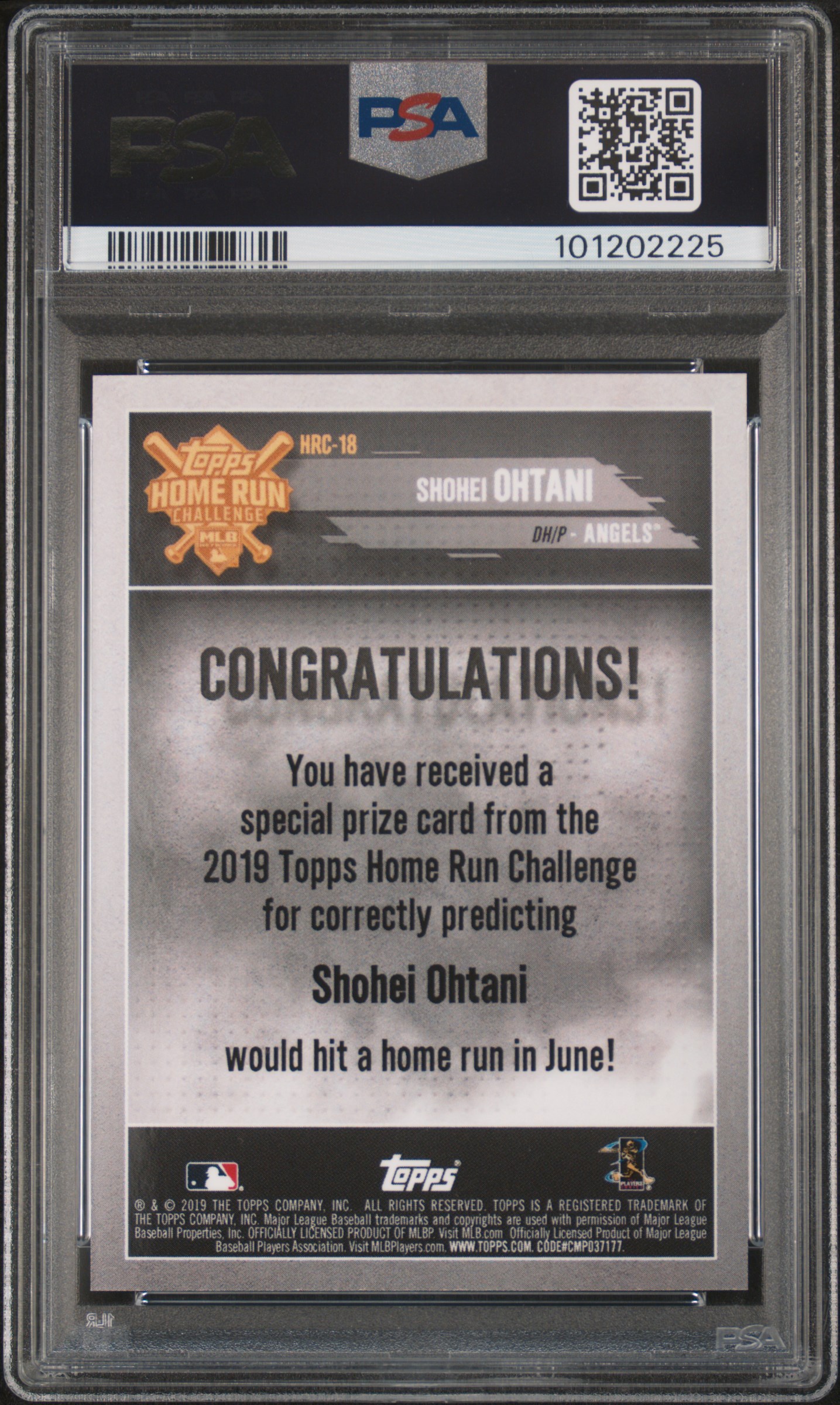 2019 TOPPS HOME RUN CHALLENGE #HRC18 SHOHEI OHTANI HOME RUN CHALLENGE-JUNE /113