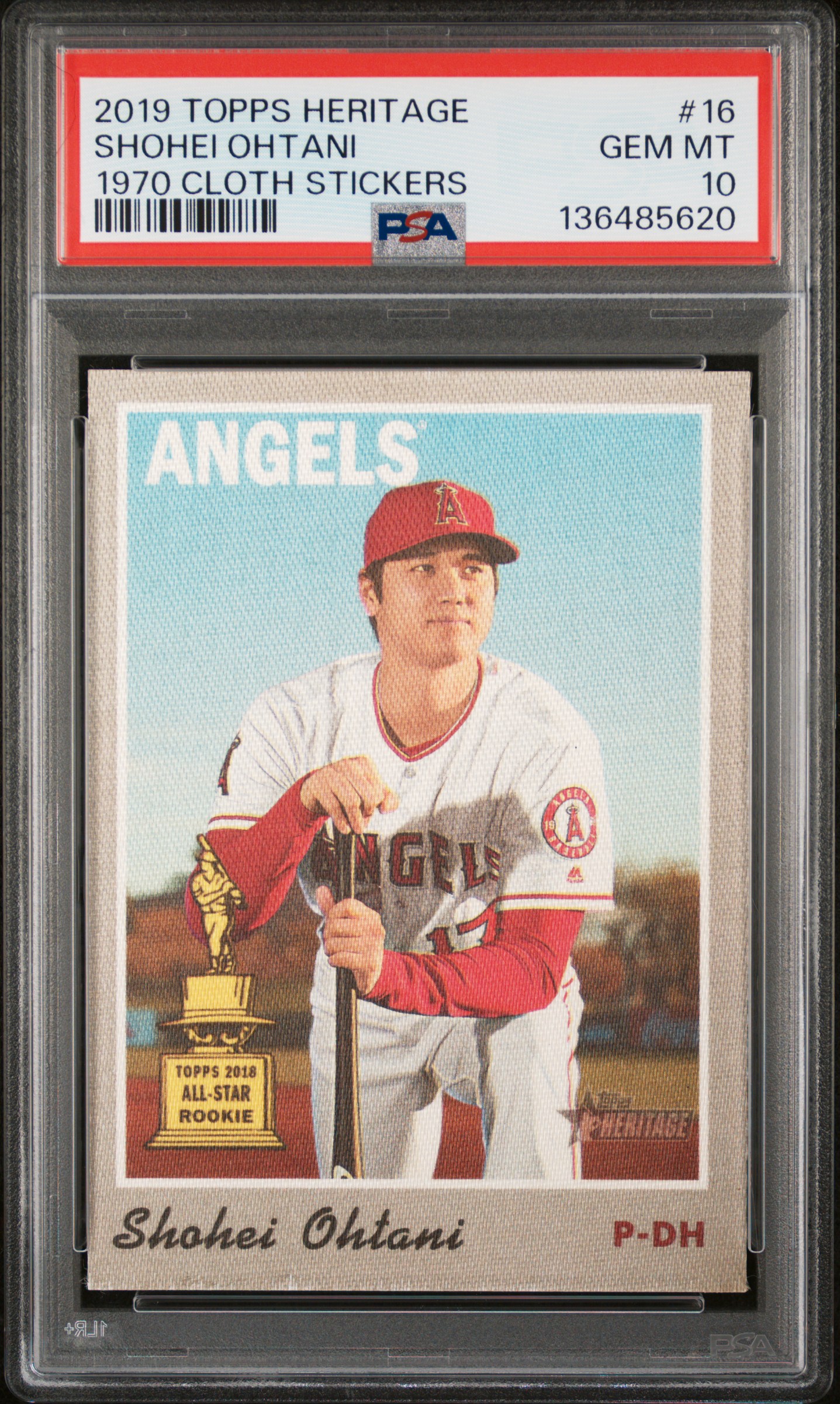 2019 TOPPS HERITAGE 1970 CLOTH STICKERS #16 SHOHEI OHTANI /30