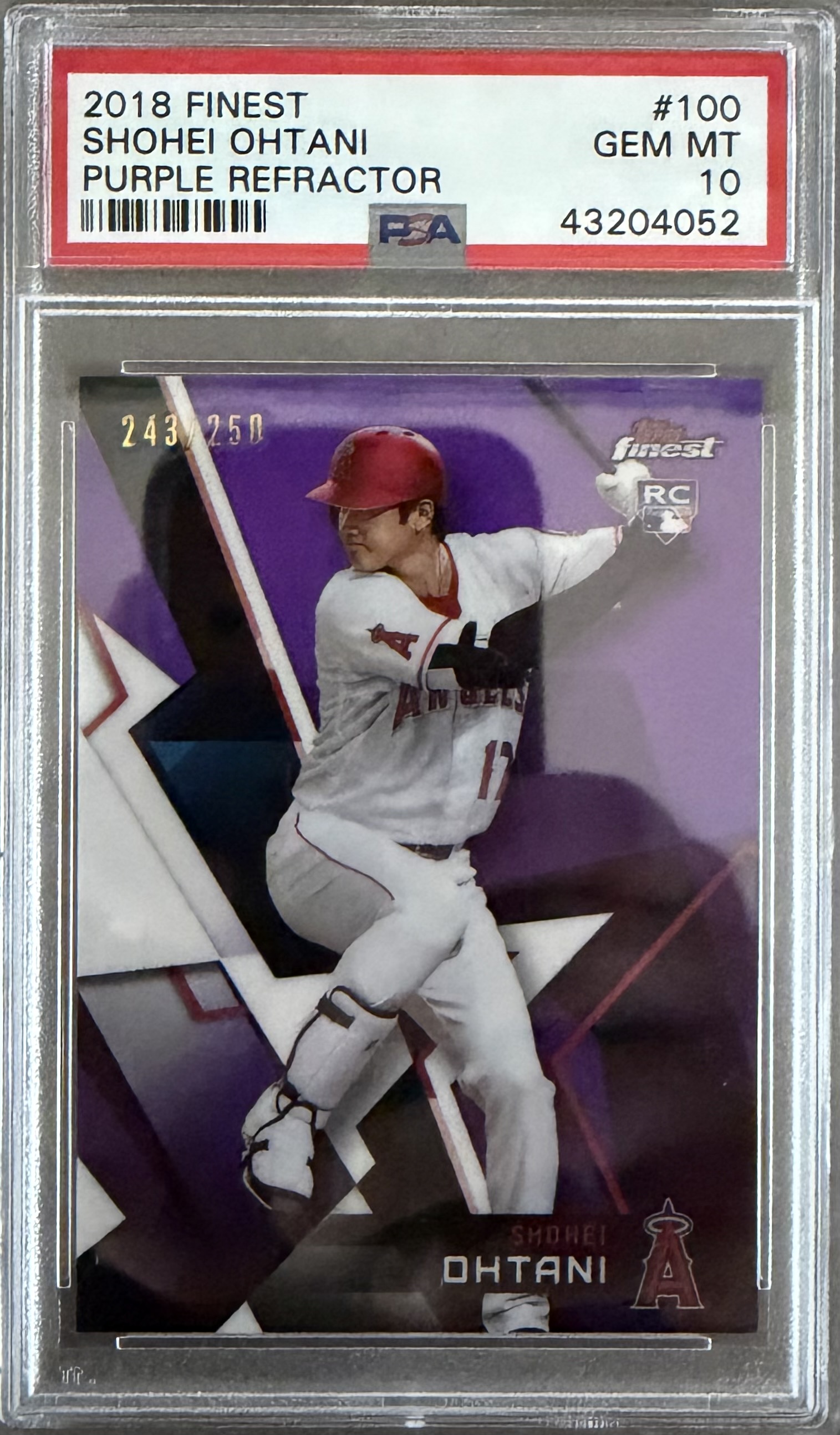 2018 FINEST #100 SHOHEI OHTANI PURPLE REFRACTOR /250