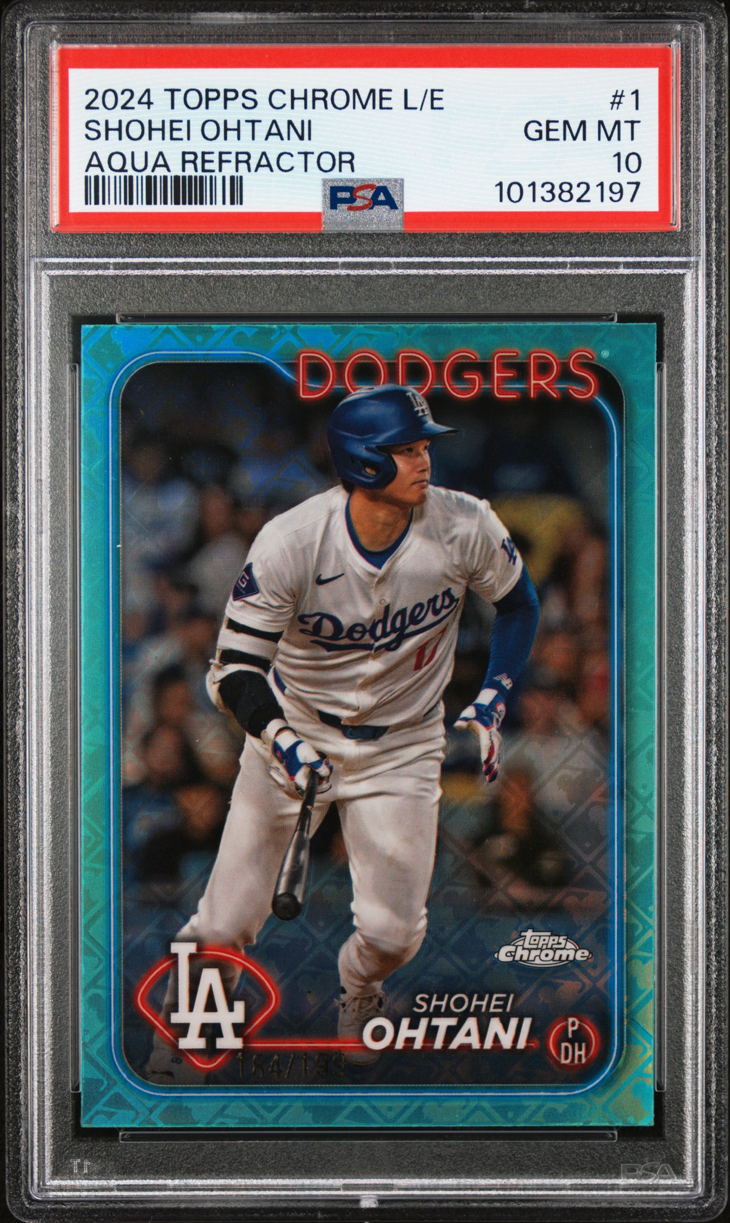 2024 TOPPS CHROME LOGOFRACTOR EDITION #1 SHOHEI OHTANI AQUA REFRACTOR /199
