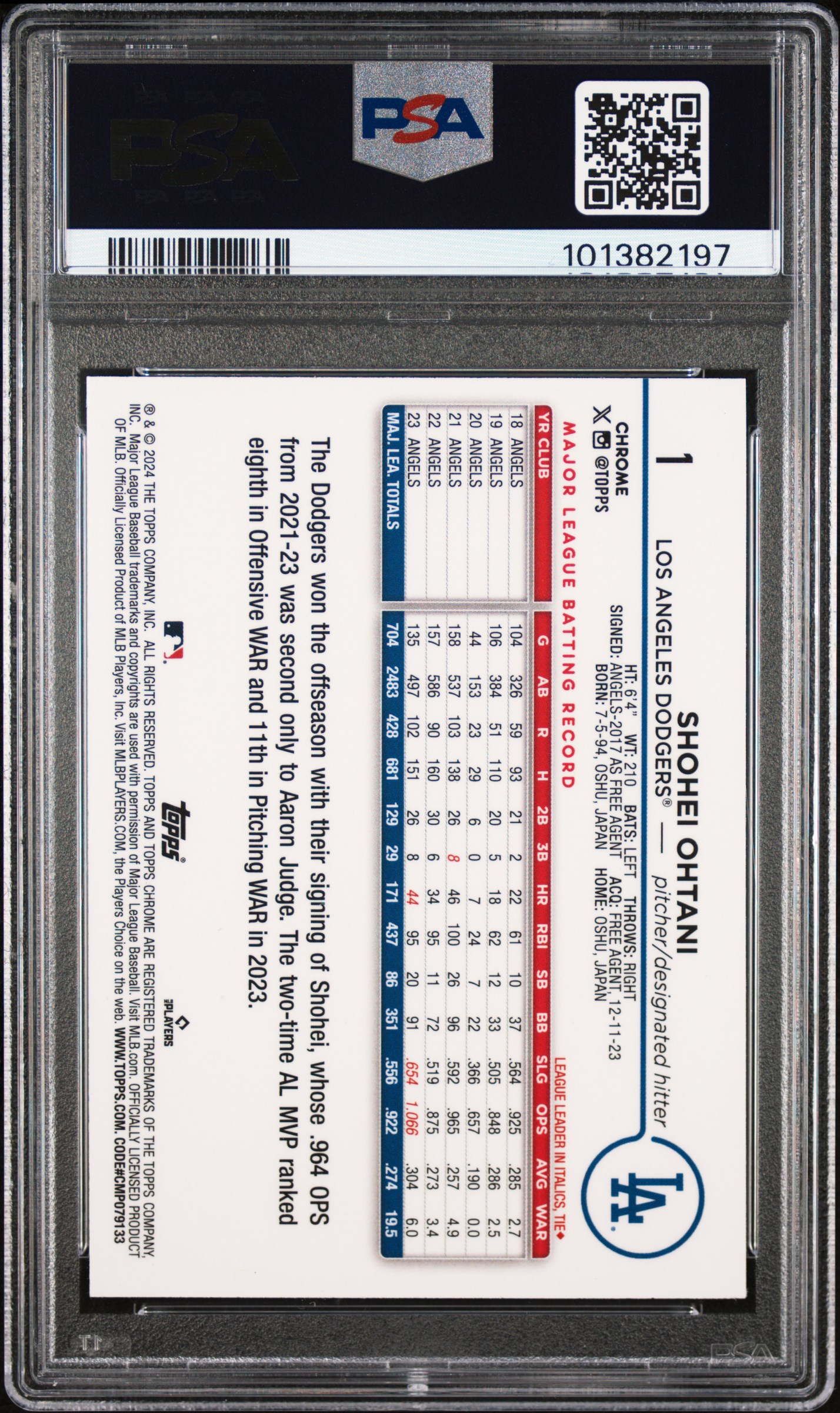 2024 TOPPS CHROME LOGOFRACTOR EDITION #1 SHOHEI OHTANI AQUA REFRACTOR /199