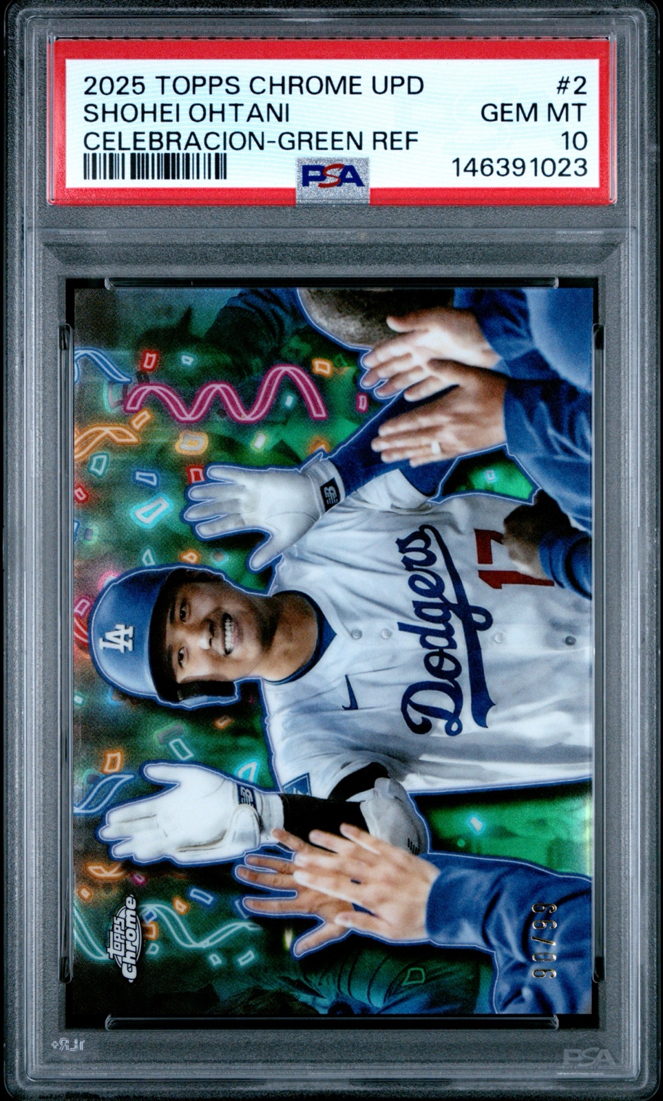 2025 TOPPS CHROME UPDATE CELEBRACION #2 SHOHEI OHTANI CELEBRACION-GREEN REF /99