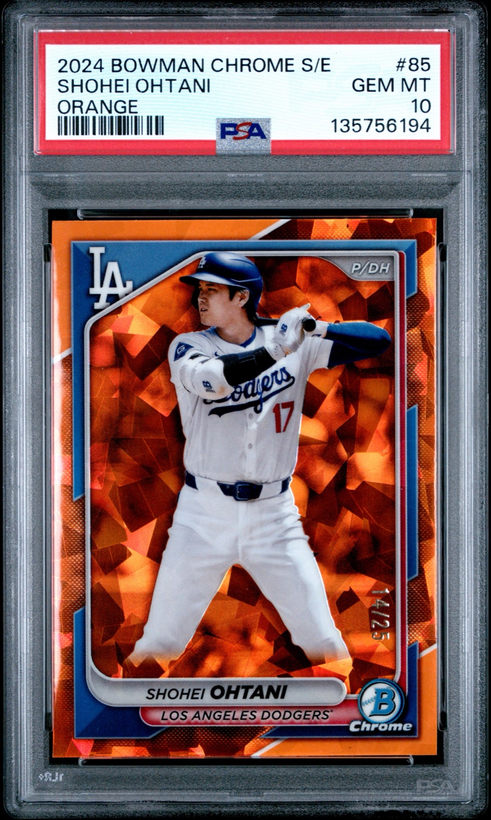 2024 BOWMAN CHROME SAPPHIRE EDITION #85 SHOHEI OHTANI ORANGE /25