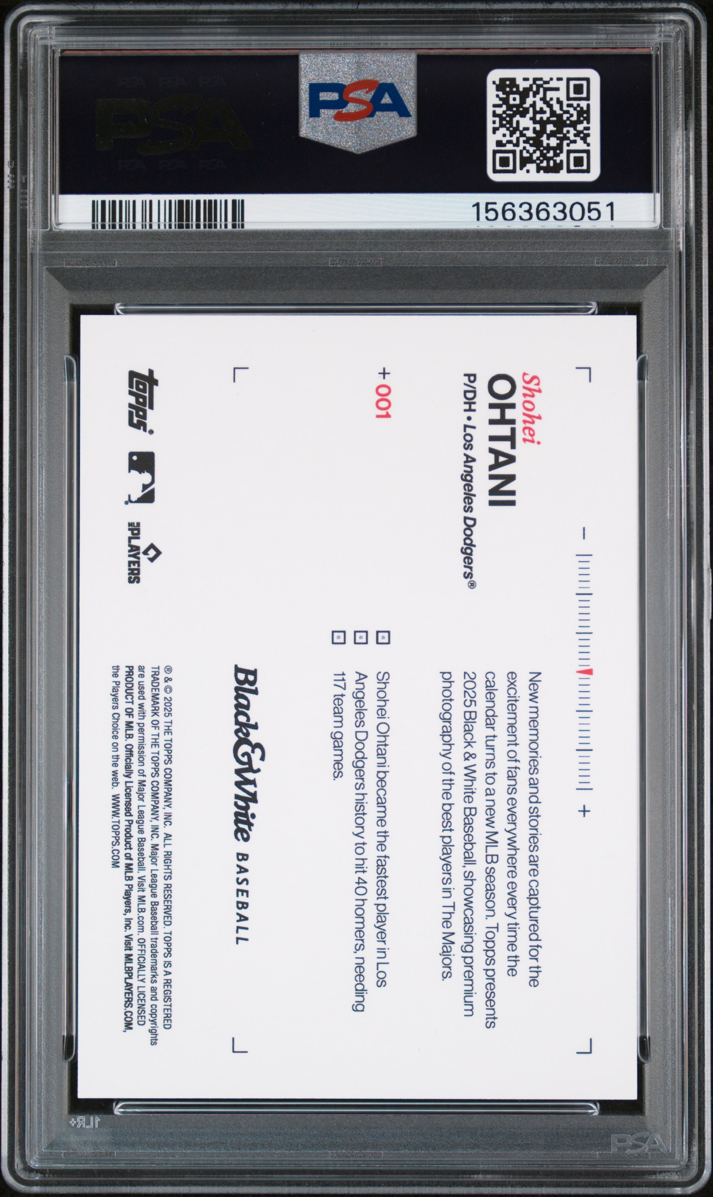2025 TOPPS BLACK AND WHITE #1 SHOHEI OHTANI FILM STRIP