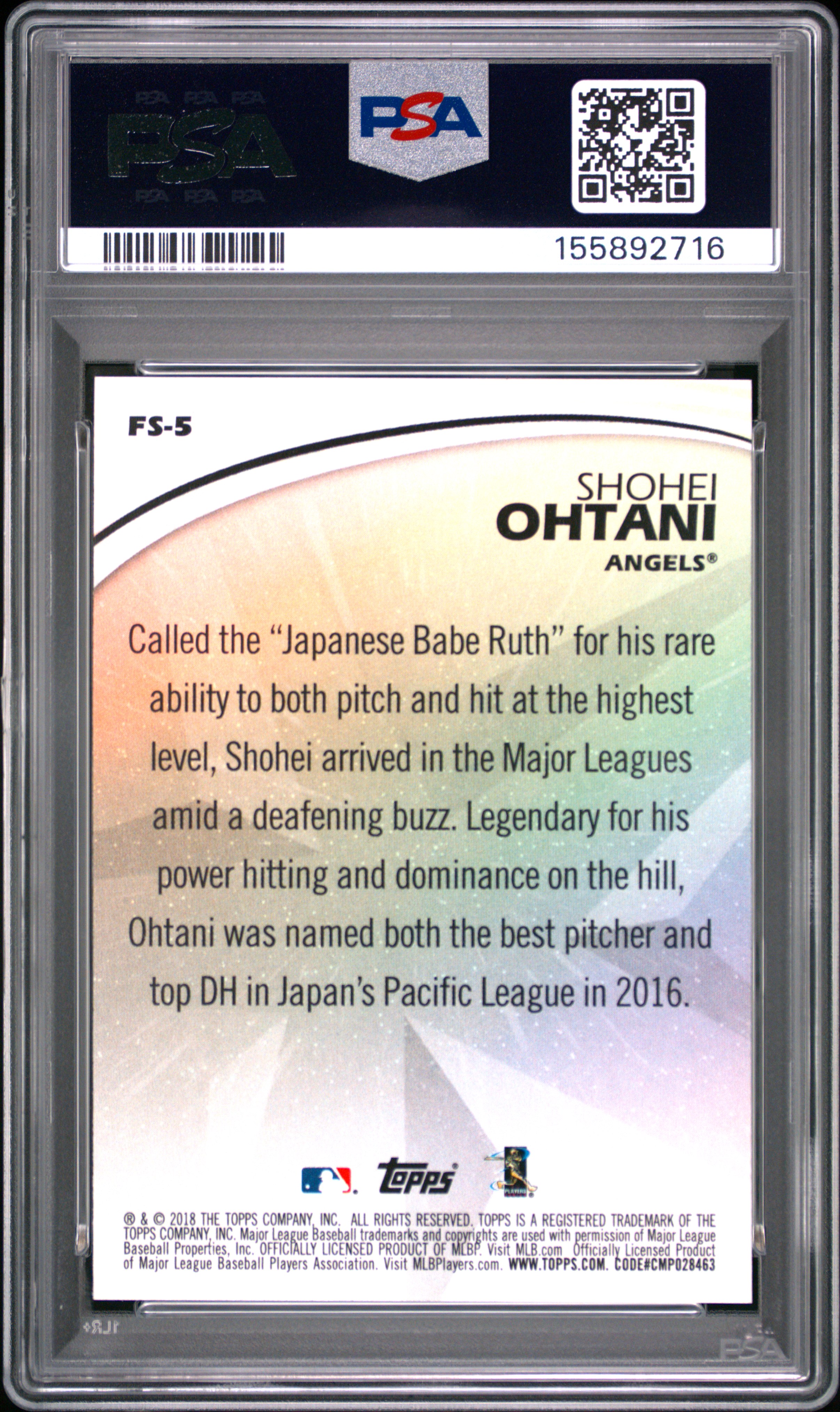2018 TOPPS FUTURE STARS #FS-5 SHOHEI OHTANI