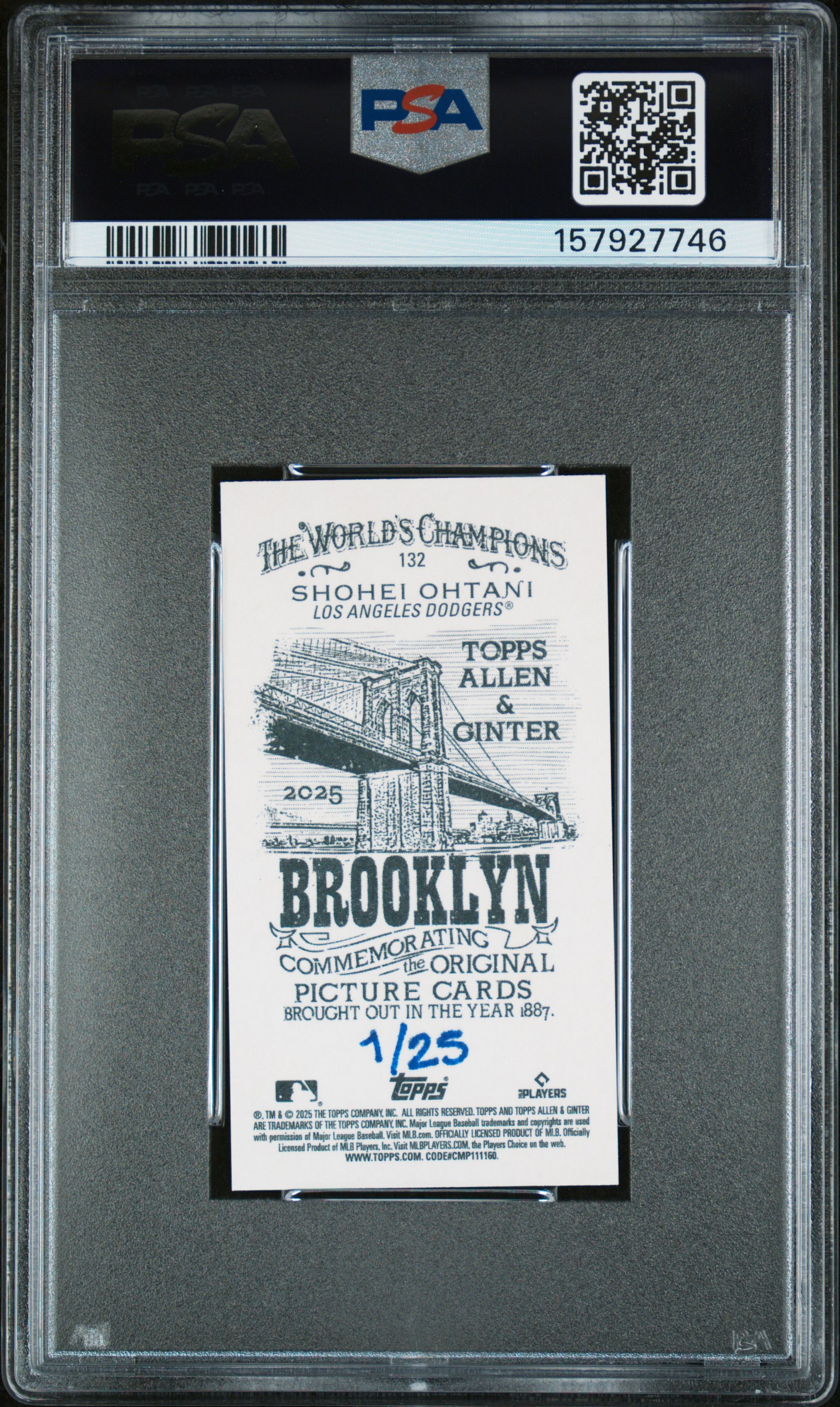 2025 TOPPS ALLEN & GINTER #132 SHOHEI OHTANI MINI-BROOKLYN BACK 1/25