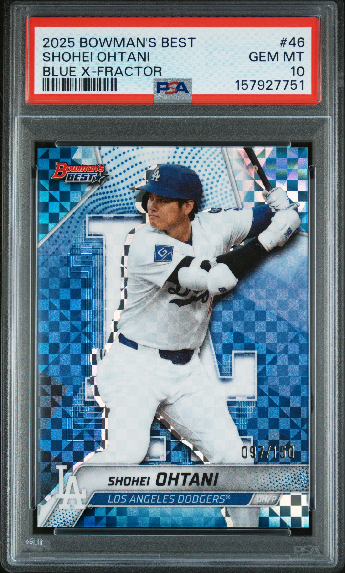 2025 BOWMAN'S BEST #46 SHOHEI OHTANI BLUE X-FRACTOR /150