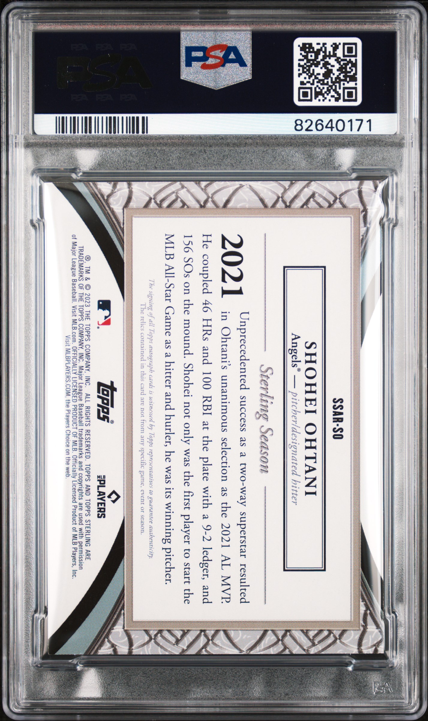 2023 TOPPS STERLING STERLING SEASONS AUTOGRAPH RELICS #SSARSO SHOHEI OHTANI STERLING SEASONS AUTO RELICS /25