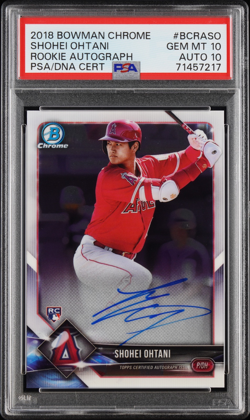 2018 BOWMAN CHROME ROOKIE AUTOGRAPHS #BCRASO SHOHEI OHTANI ROOKIE AUTOGRAPH