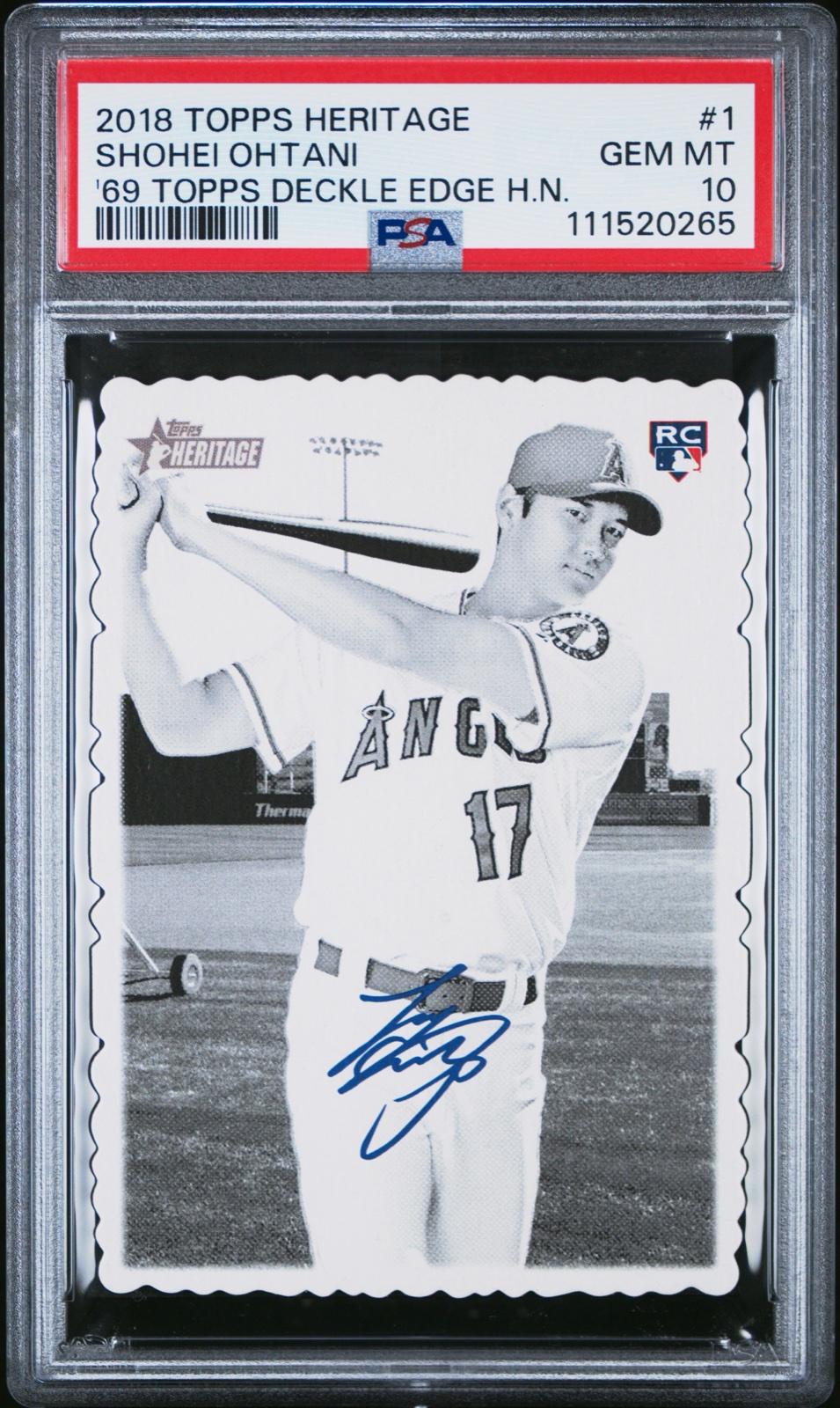 2018 TOPPS HERITAGE 1969 TOPPS DECKLE EDGE HIGH NUMBERS #1 SHOHEI OHTANI '69 TOPPS DECKLE EDGE H.N.