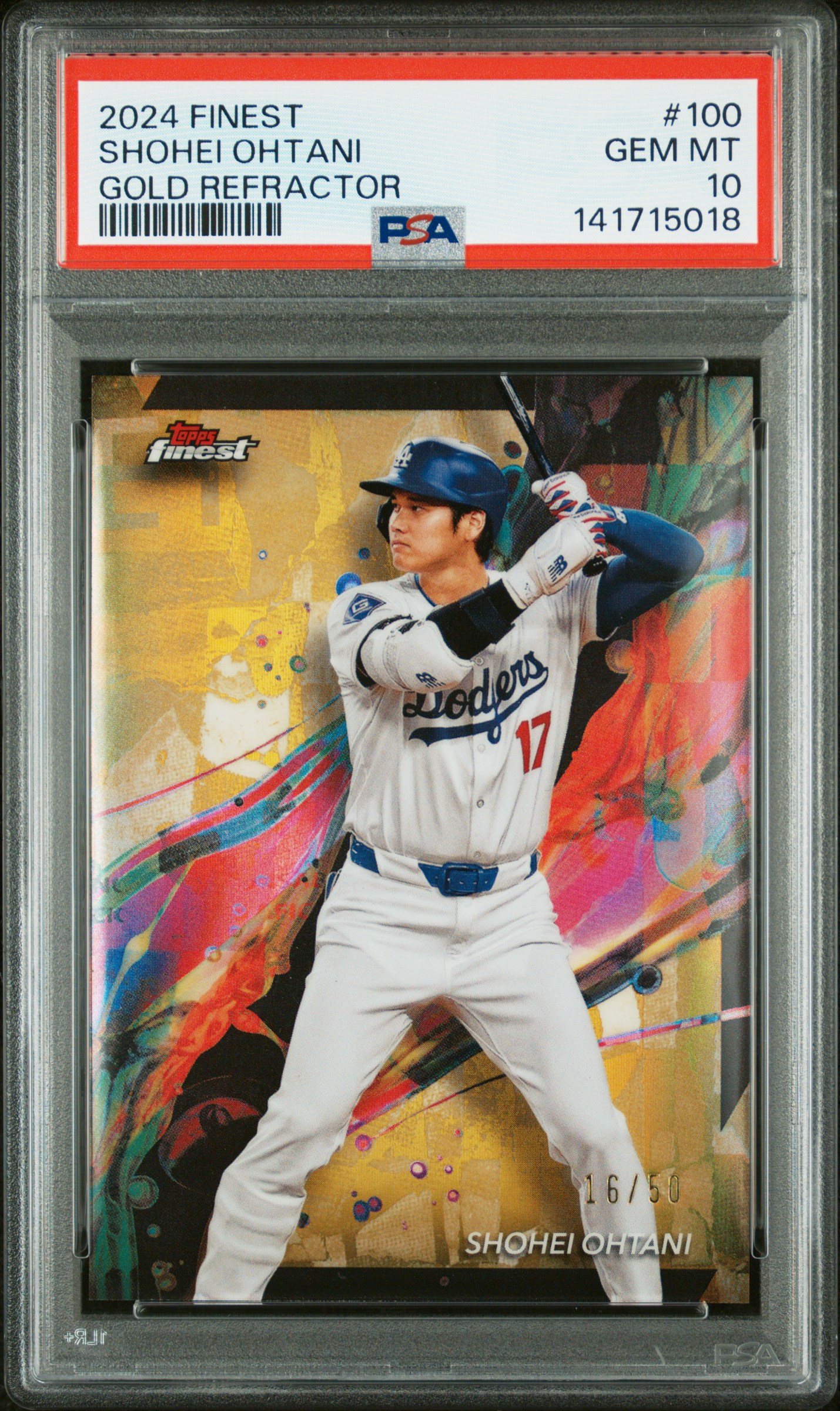 2024 TOPPS FINEST #100 SHOHEI OHTANI GOLD REFRACTOR /50