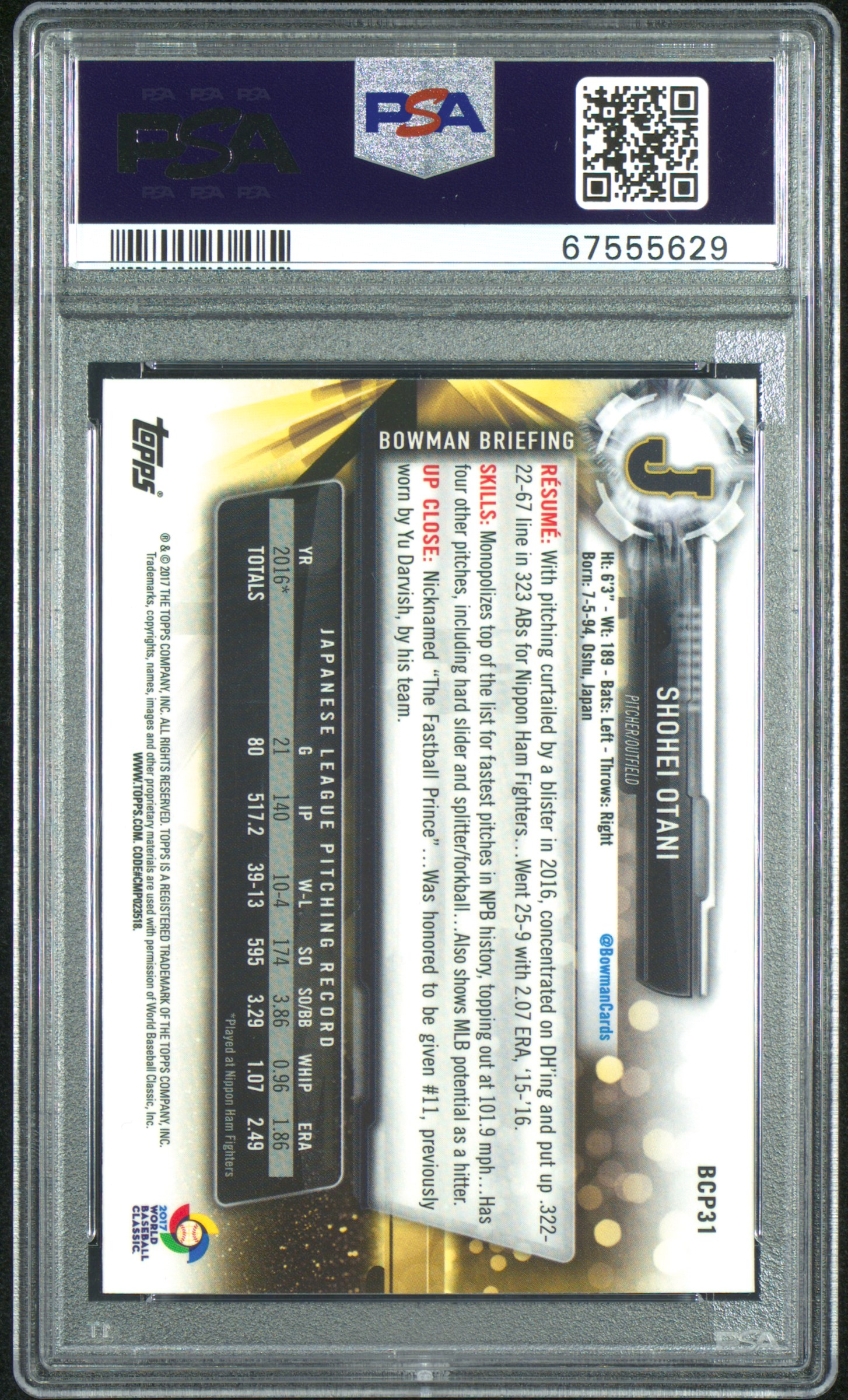 2017 BOWMAN MEGA BOX CHROME PROSPECTS #BCP31 SHOHEI OTANI