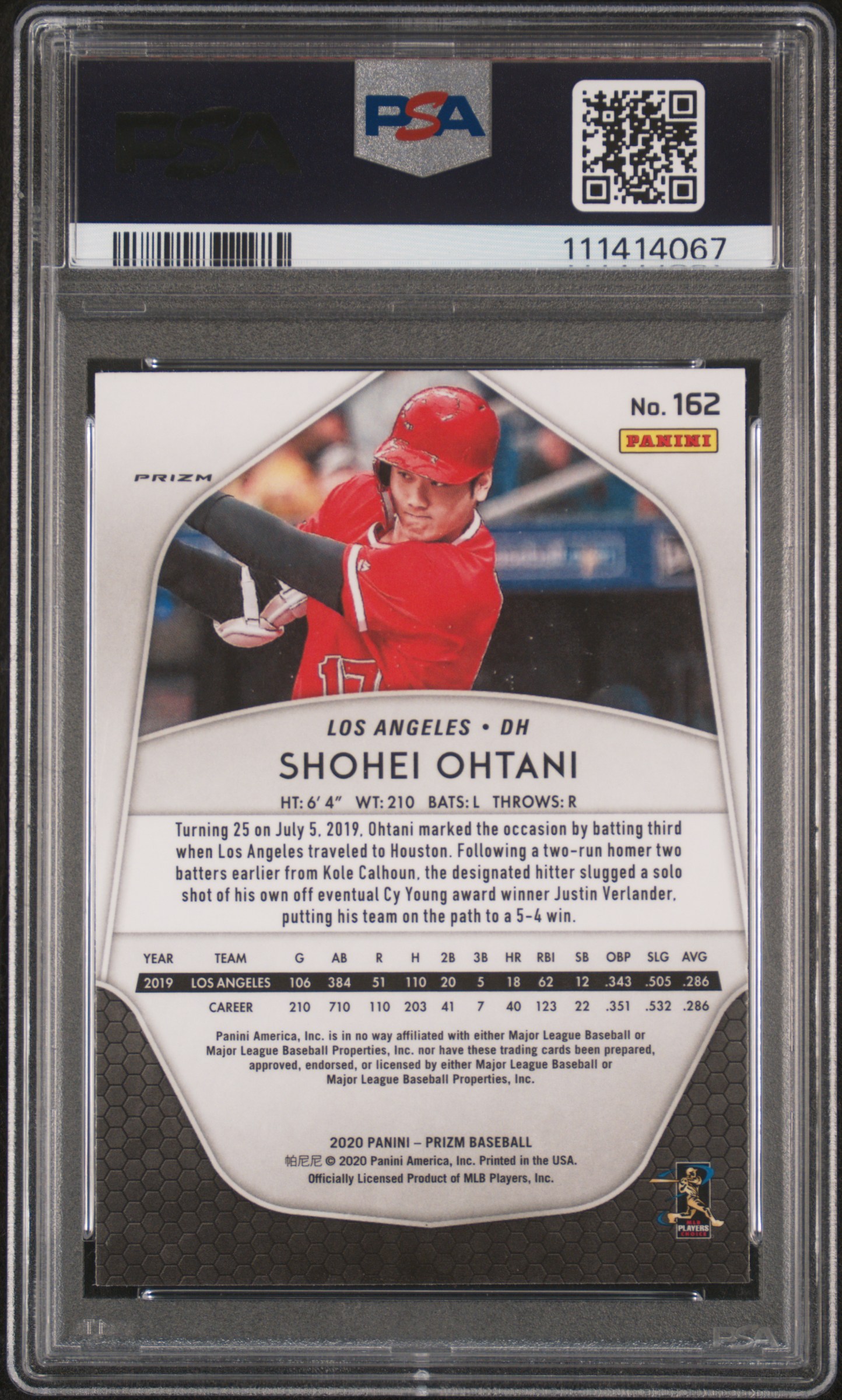 2020 PANINI PRIZM #162 SHOHEI OHTANI WHITE SPARKLE PRIZM