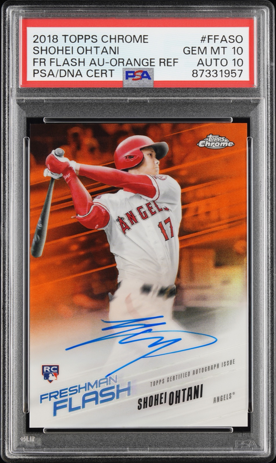 2018 TOPPS CHROME FRESHMAN FLASH AUTOGRAPHS #FFASO SHOHEI OHTANI FR FLASH AU-ORANGE REF /25