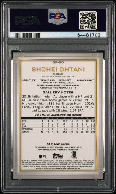2019 Topps Gallery #GP-SO Shohei Ohtani Auto