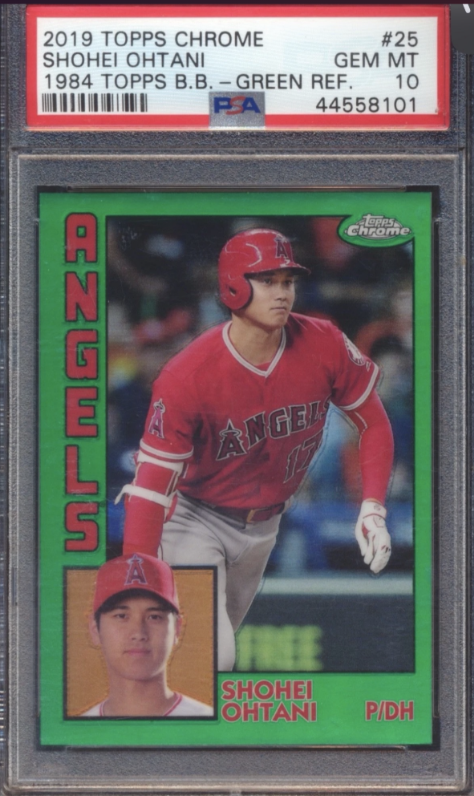 2019 TOPPS CHROME 1984 TOPPS BASEBALL #25 SHOHEI OHTANI 1984 TOPPS B.B.-GREEN REF. 17/99