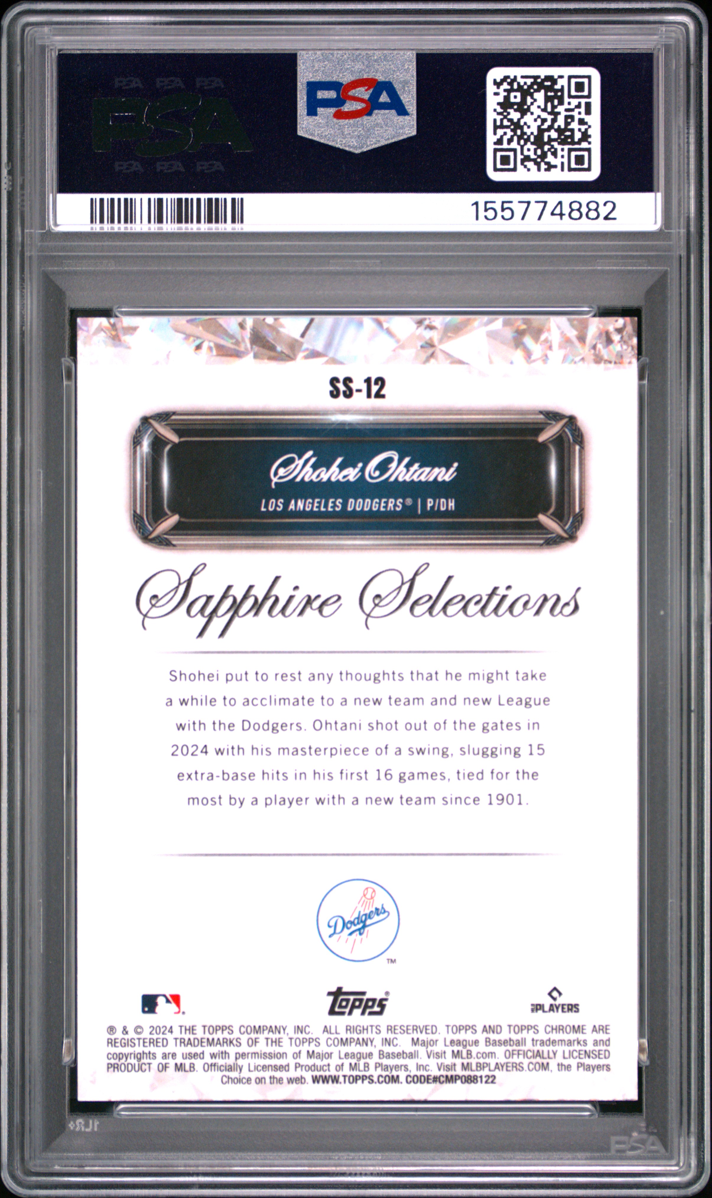 2024 TOPPS CHROME SAPPHIRE SAPPHIRE SELECTIONS #SS12 SHOHEI OHTANI