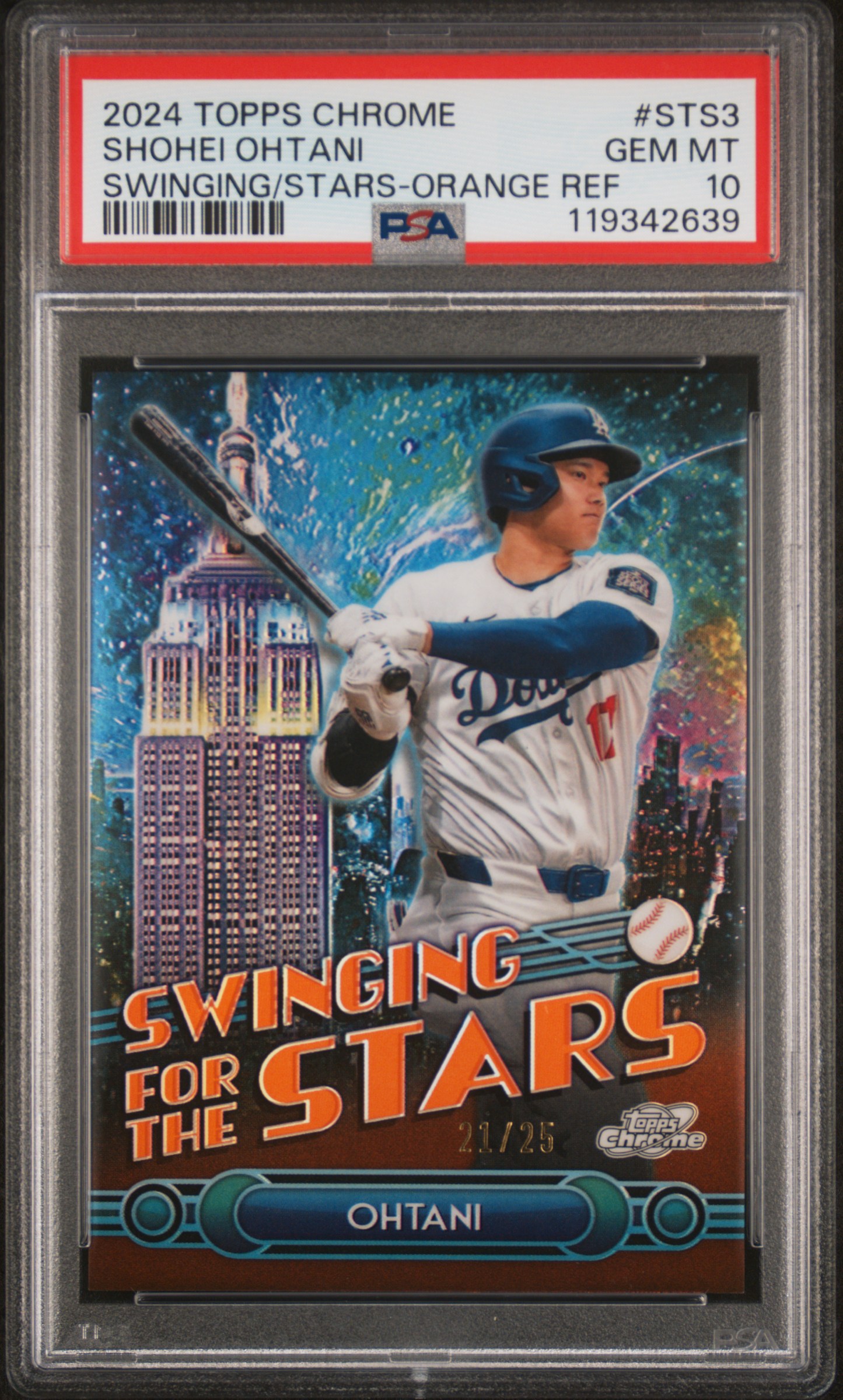 2024 TOPPS CHROME SWINGING FOR THE STARS #STS3 SHOHEI OHTANI SWINGING/STARS-ORANGE REF /25