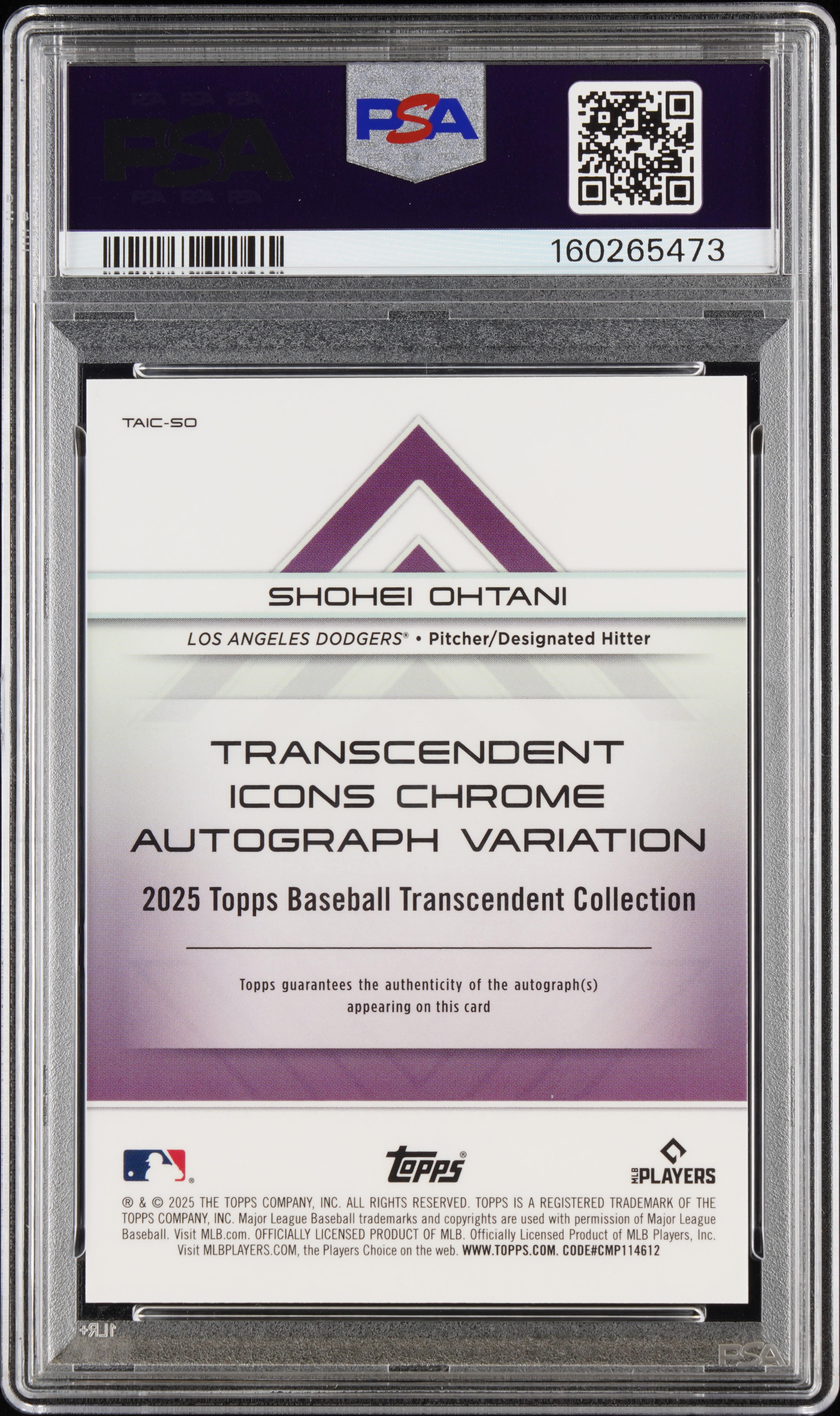 2025 TOPPS TRANSCENDENT COLLECTION TRANSCENDENT ICONS CHROME AUTOGRAPHS #SO SHOHEI OHTANI ICONS CHROME AUTO /25