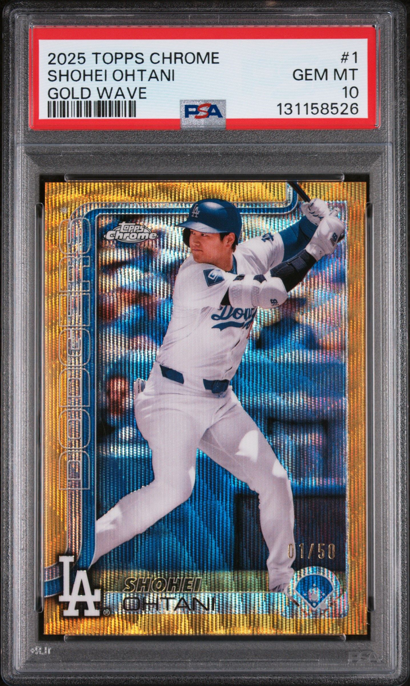 2025 TOPPS CHROME #1 SHOHEI OHTANI GOLD WAVE 01/50