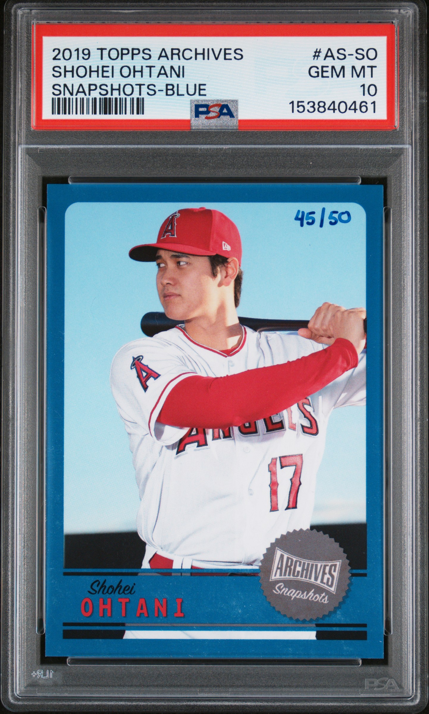 2019 TOPPS ARCHIVES SNAPSHOTS #AS-SO SHOHEI OHTANI SNAPSHOTS-BLUE /50