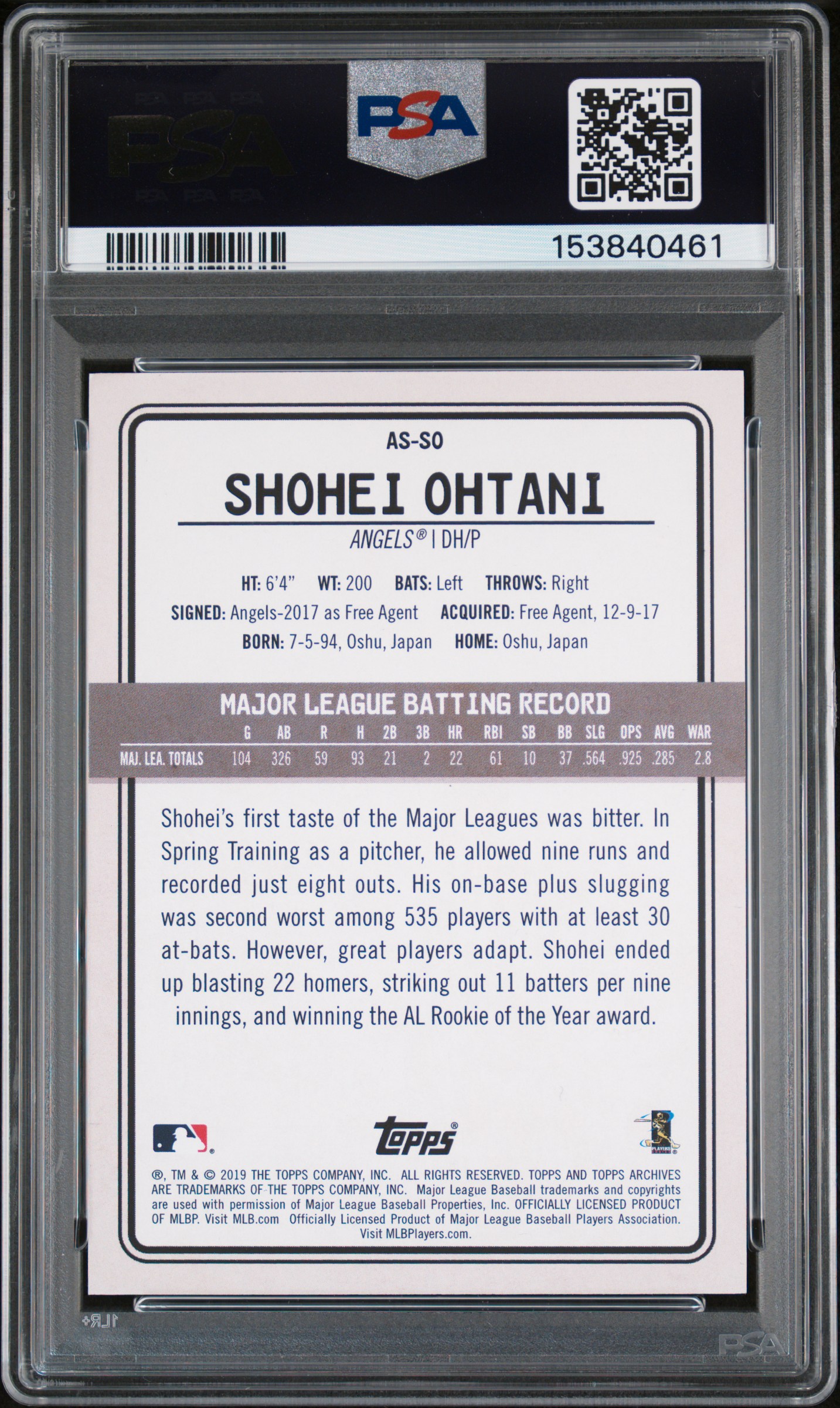 2019 TOPPS ARCHIVES SNAPSHOTS #AS-SO SHOHEI OHTANI SNAPSHOTS-BLUE /50