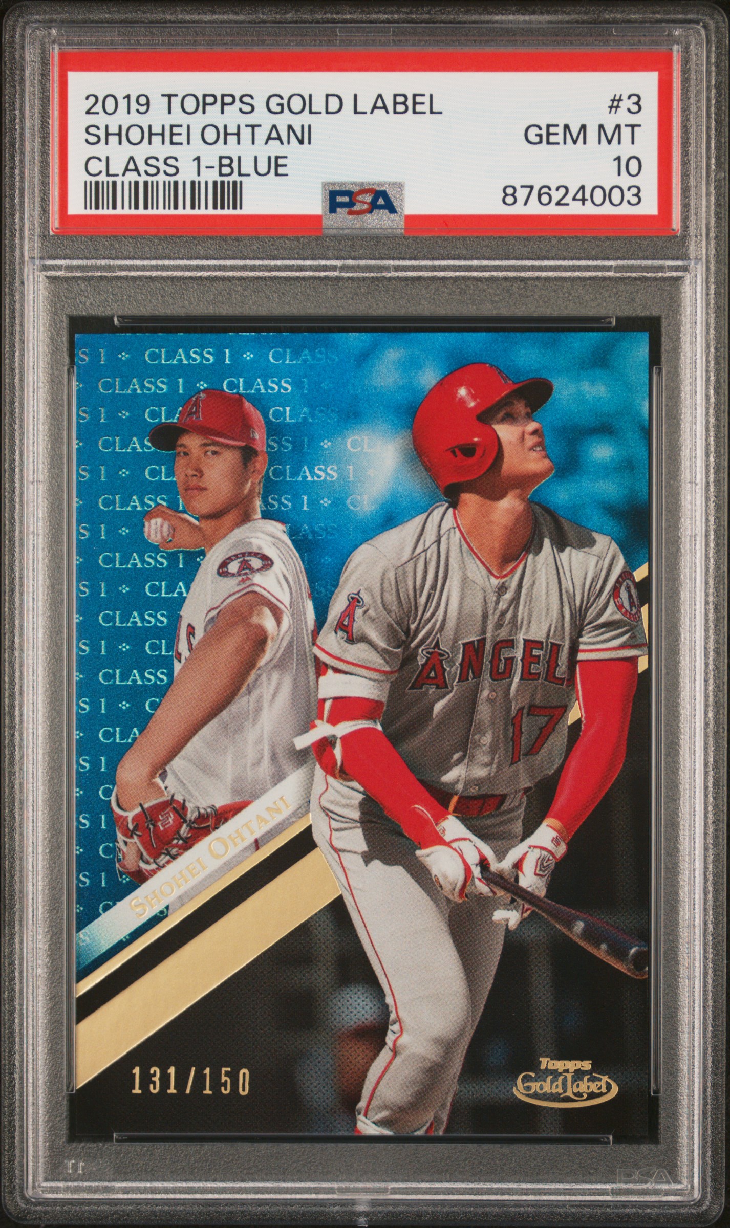 2019 TOPPS GOLD LABEL #3 SHOHEI OHTANI CLASS 1-BLUE /150