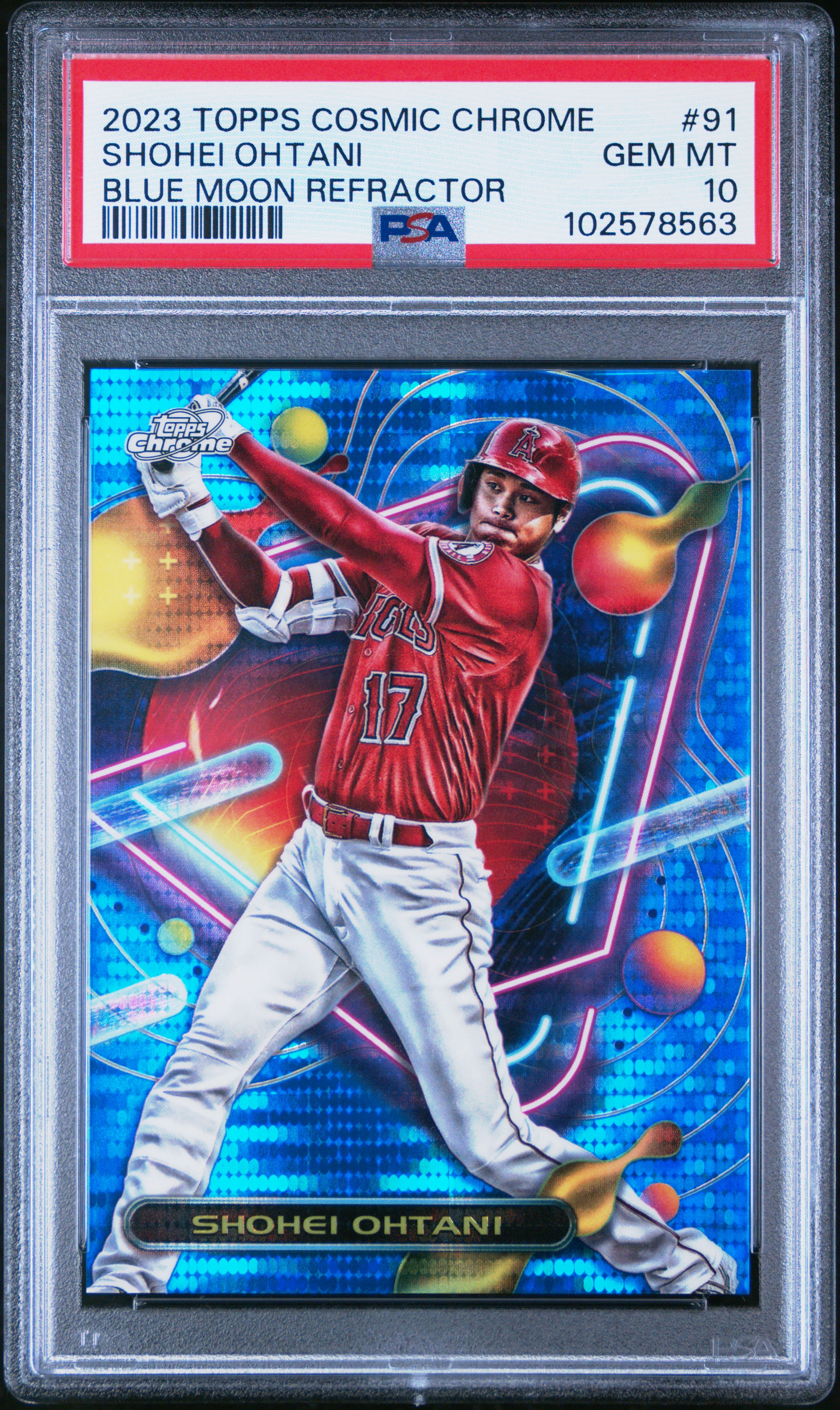 2023 TOPPS COSMIC CHROME #91 SHOHEI OHTANI BLUE MOON REFRACTOR /99
