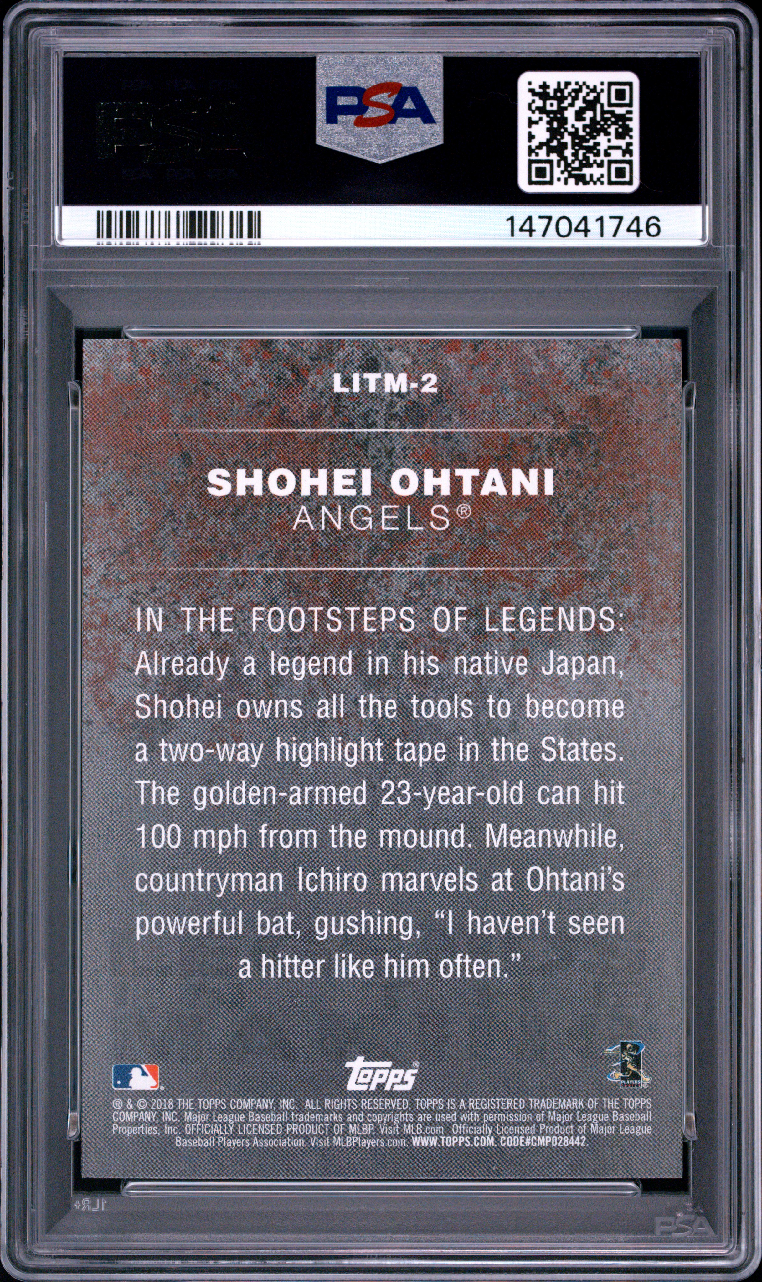 2018 TOPPS LEGENDS IN THE MAKING #2 SHOHEI OHTANI LEGENDS/MAKING-BLUE