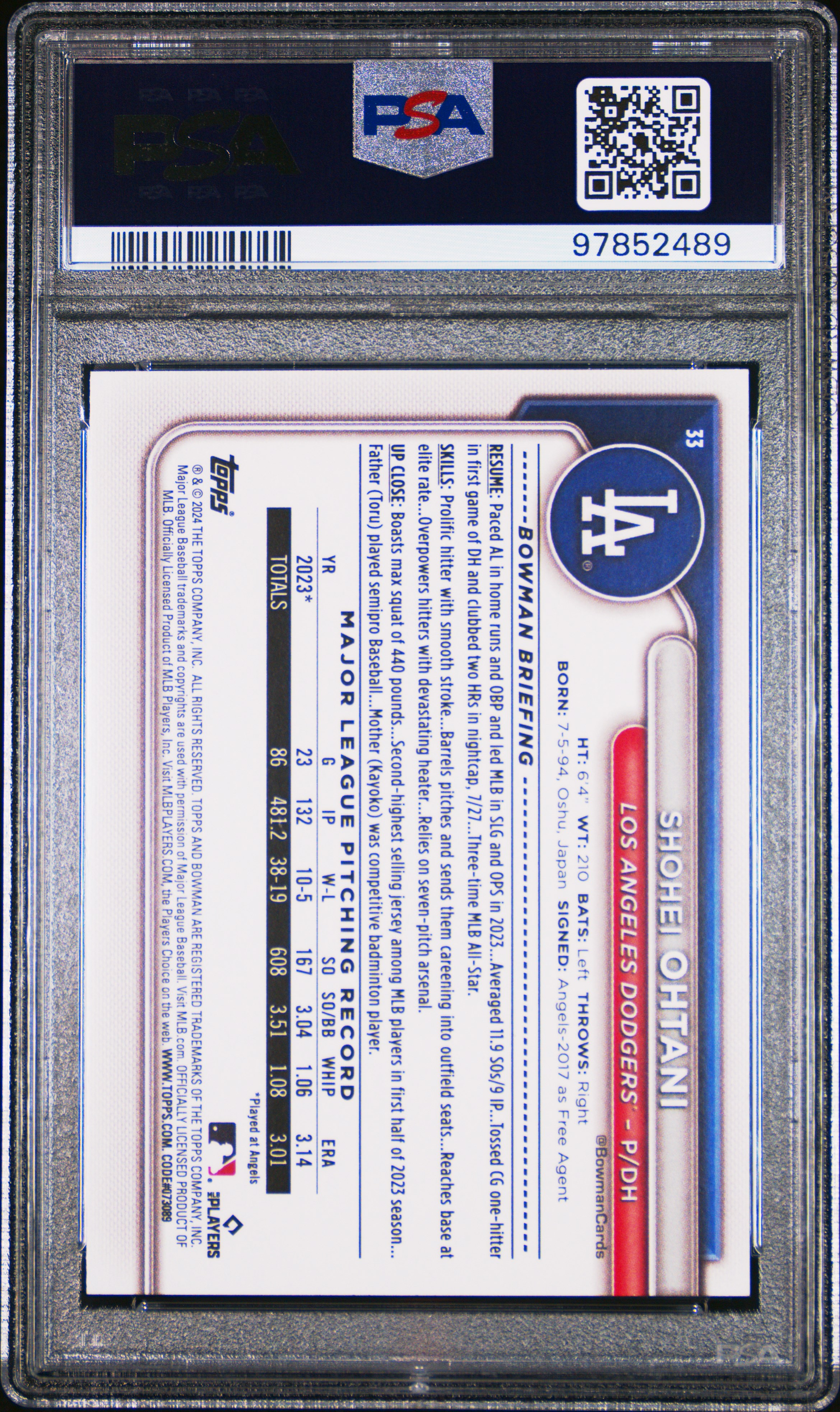 2024 BOWMAN #33 SHOHEI OHTANI SKY BLUE /399