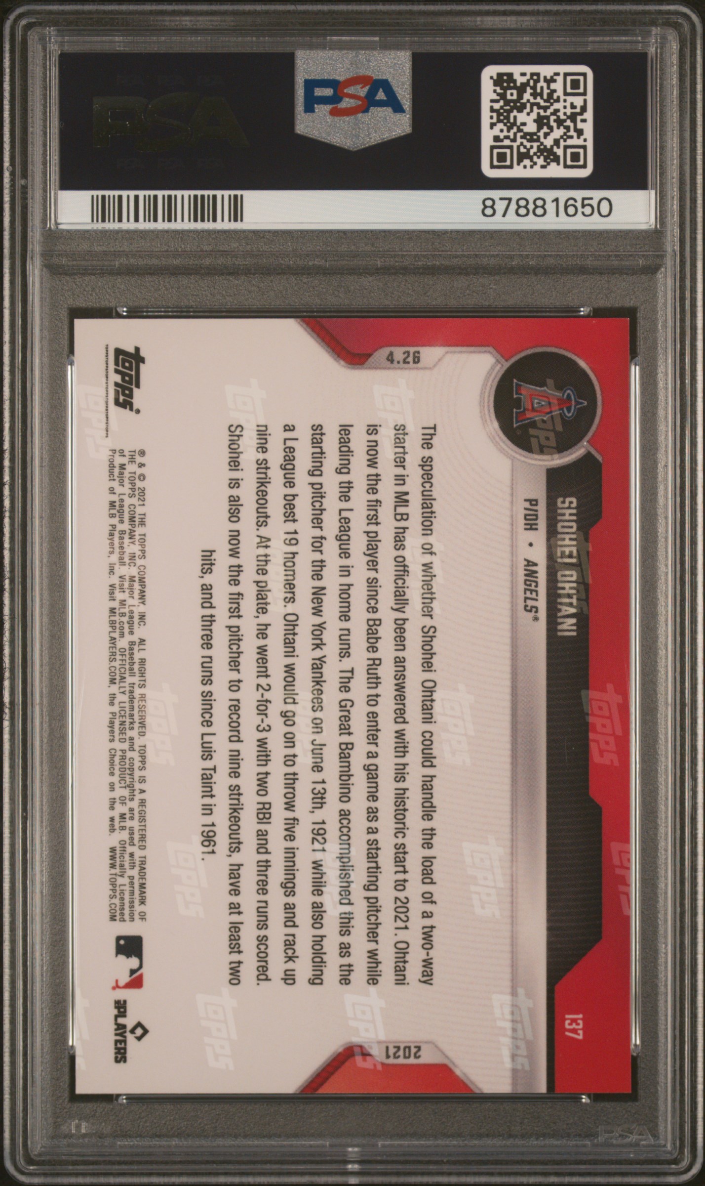 2021 TOPPS NOW #137 SHOHEI OHTANI BLUE /49