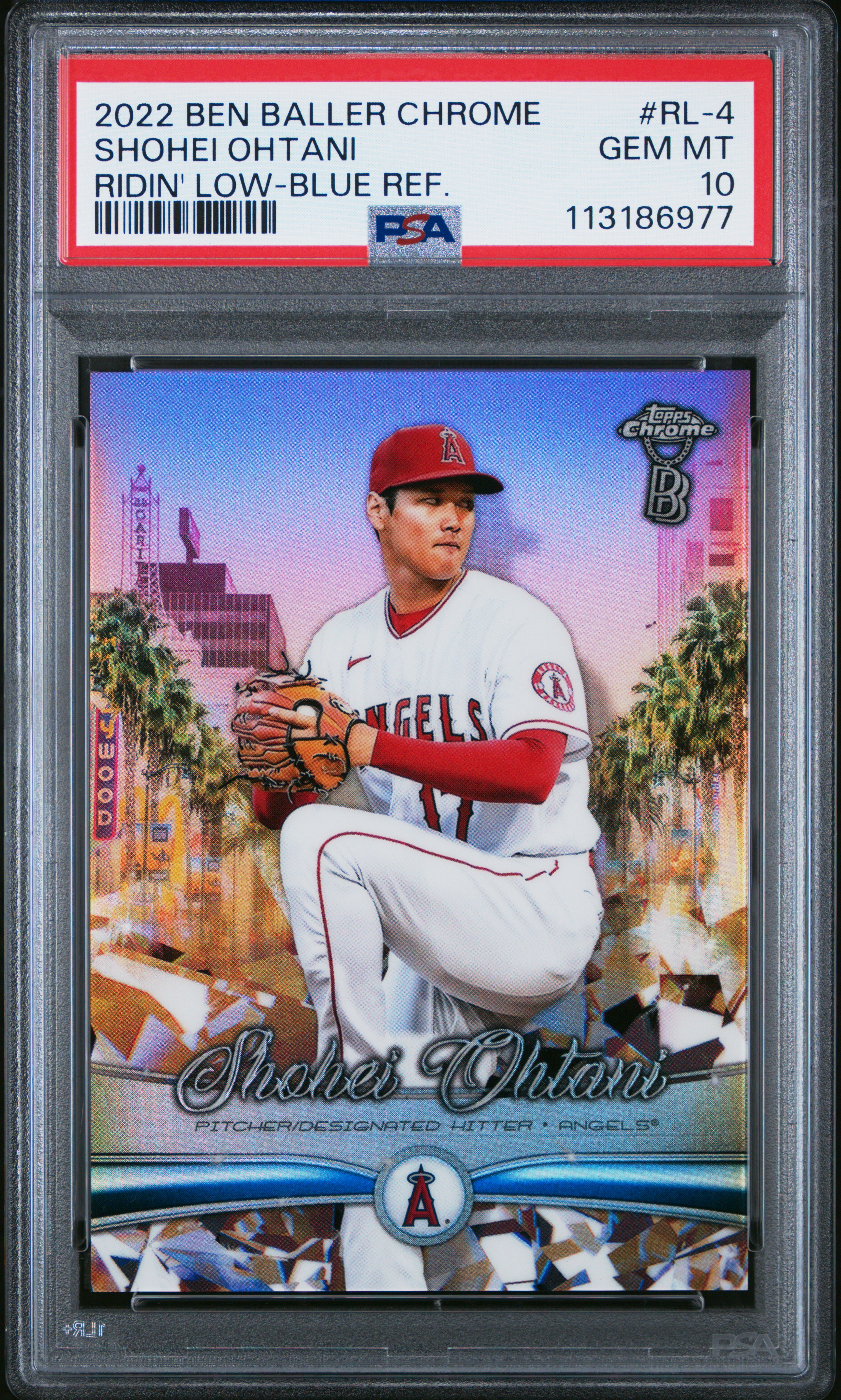 2022 TOPPS CHROME BEN BALLER RIDIN' LOW #RL-4 SHOHEI OHTANI RIDIN' LOW-BLUE REF. /75