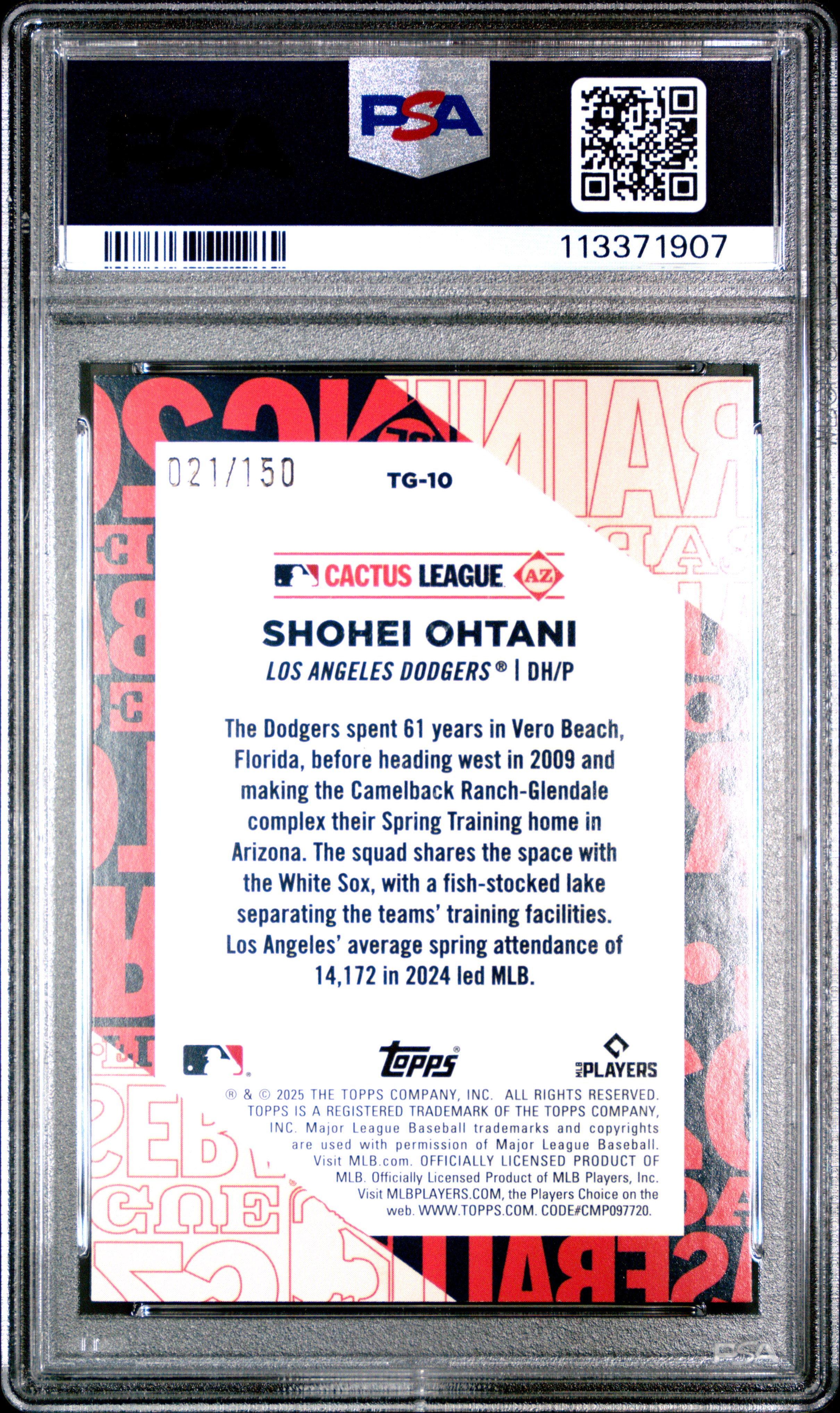 2025 TOPPS TRAINING GROUNDS #TG10 SHOHEI OHTANI TRAINING GROUNDS-BLUE FOIL /150