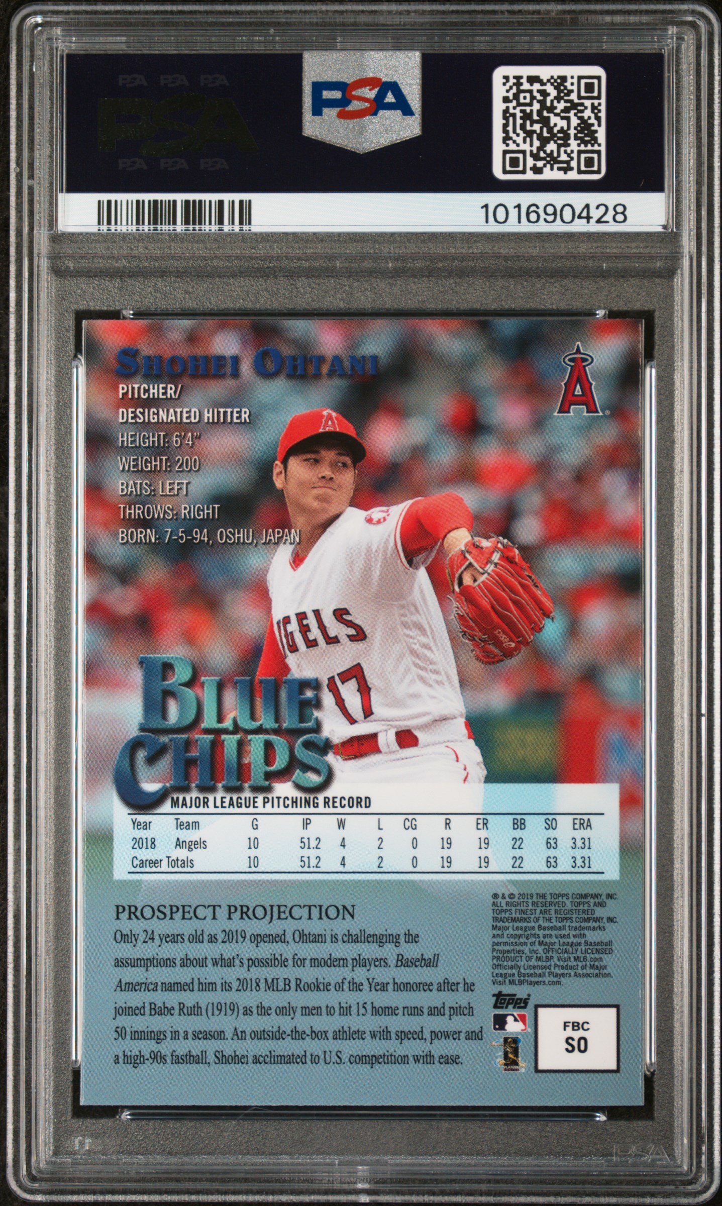 2019 FINEST FINEST BLUE CHIPS #SO SHOHEI OHTANI