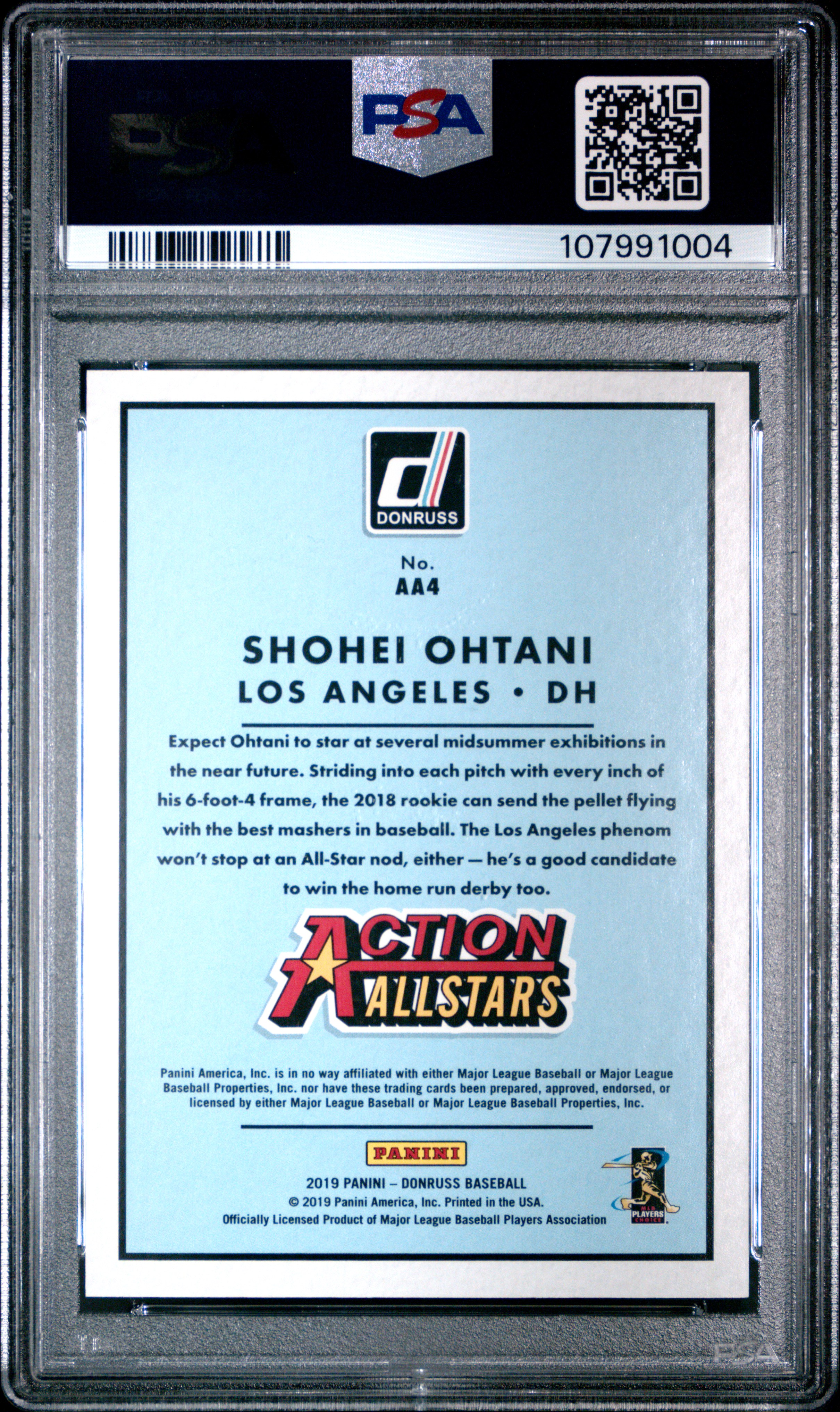 2019 PANINI DONRUSS ACTION ALL-STARS #AA4 SHOHEI OHTANI ACTION ALL-STARS-BLUE /249