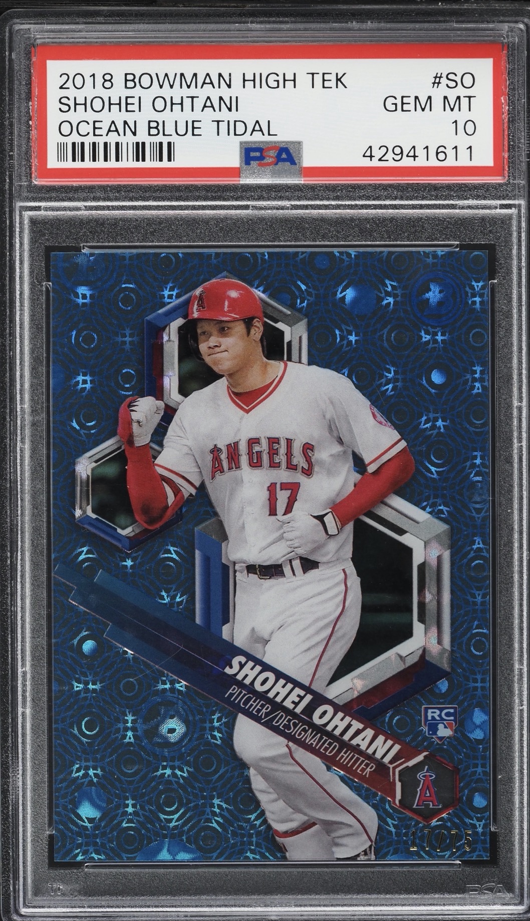 2018 BOWMAN HIGH TEK #SO SHOHEI OHTANI OCEAN BLUE TIDAL /75