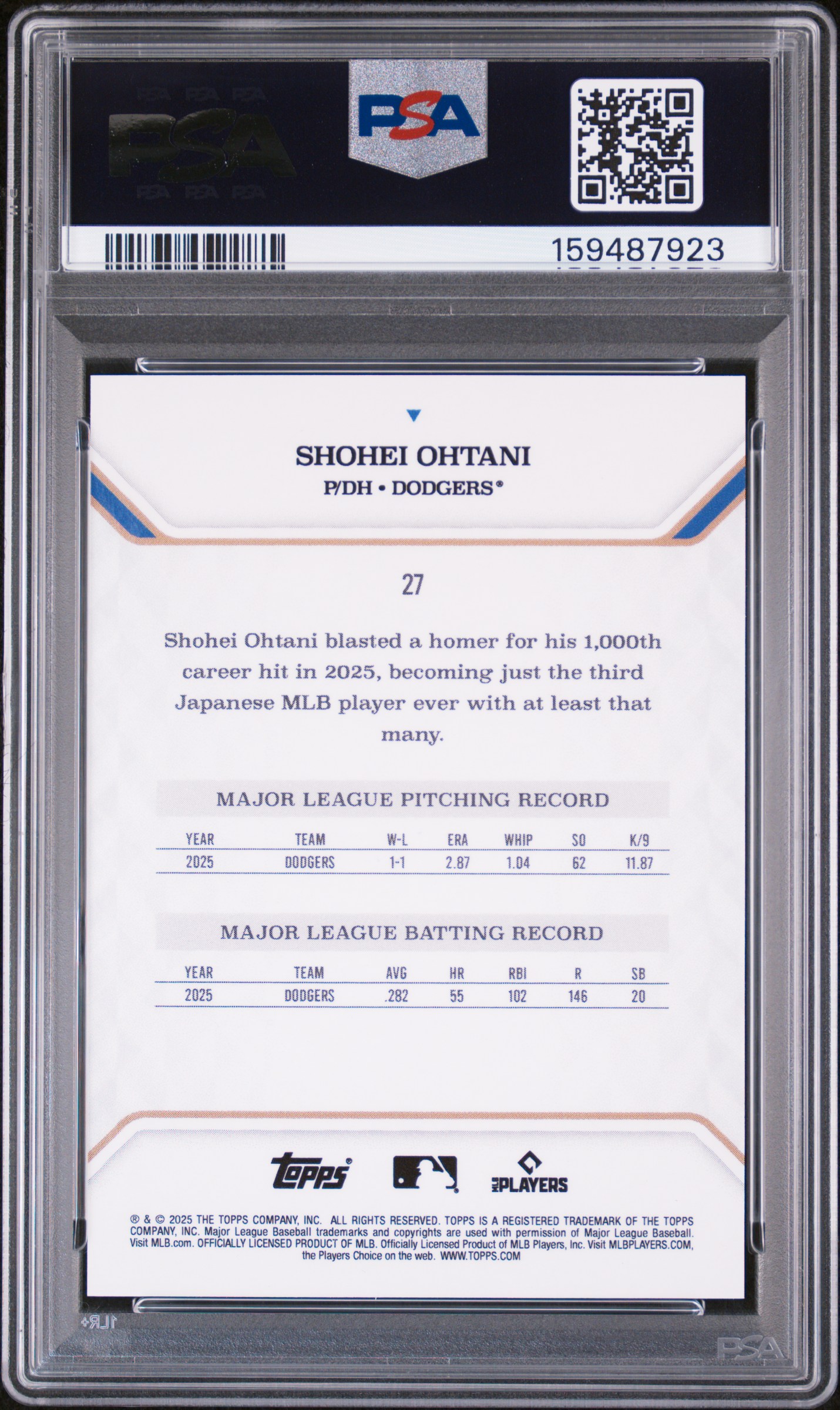 2025 TOPPS MLB MVP COLLECTION #27 SHOHEI OHTANI BLUE FOIL /35