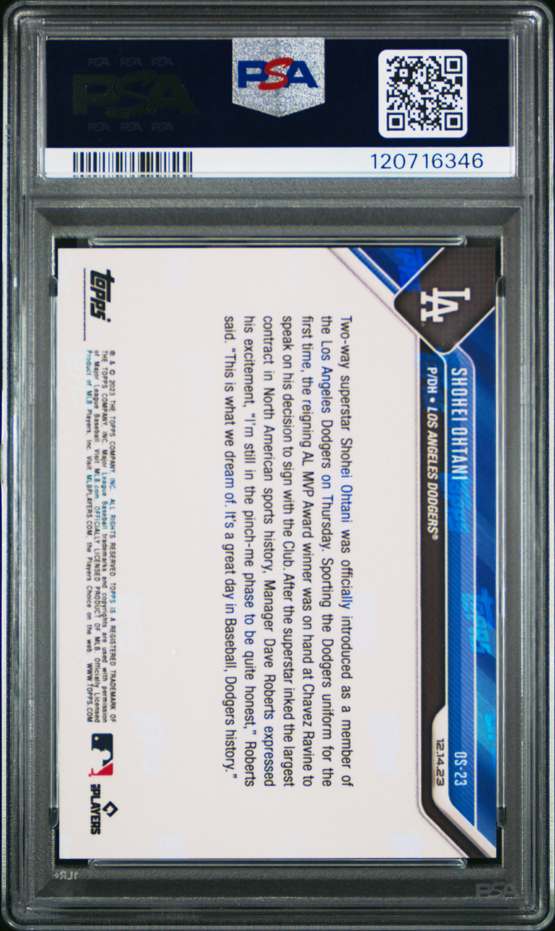 2023 TOPPS NOW OFFSEASON #OS23 SHOHEI OHTANI OFFSEASON-RED /10