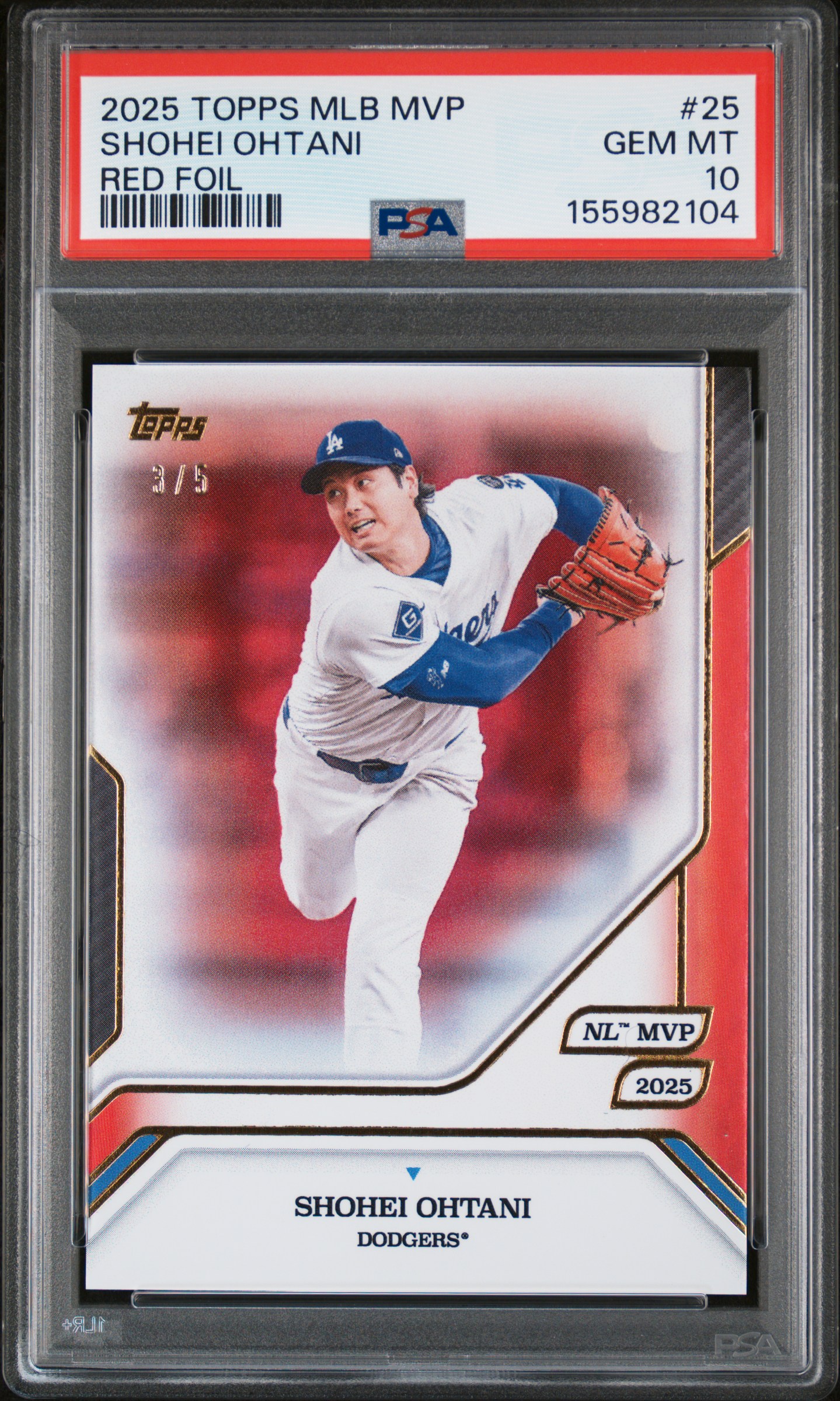 2025 TOPPS MLB MVP COLLECTION #25 SHOHEI OHTANI RED FOIL /5