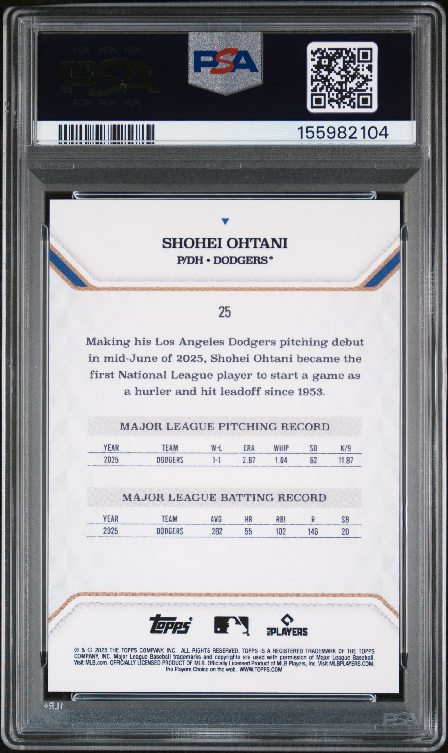 2025 TOPPS MLB MVP COLLECTION #25 SHOHEI OHTANI RED FOIL /5