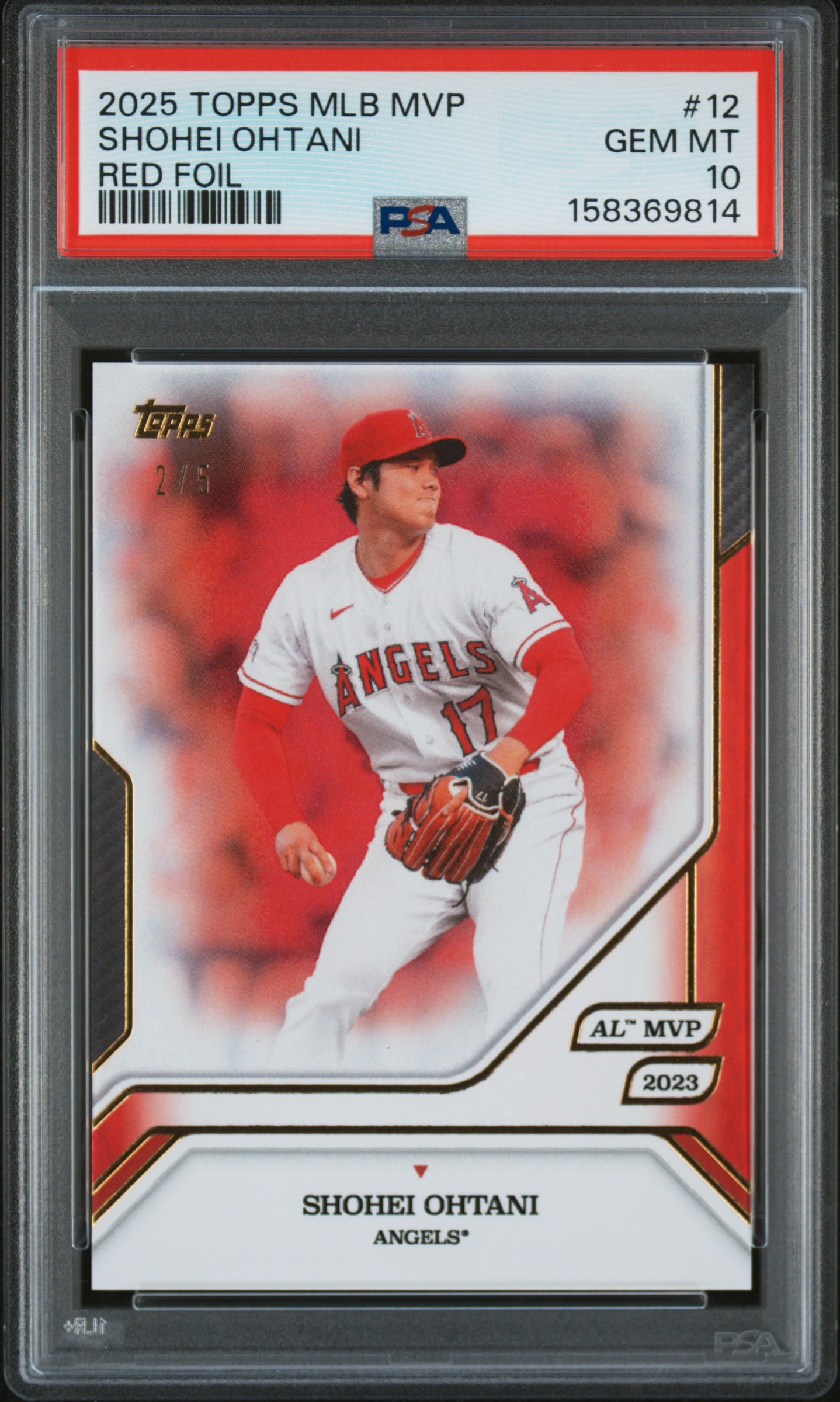 2025 TOPPS MLB MVP COLLECTION #12 SHOHEI OHTANI RED FOIL /5
