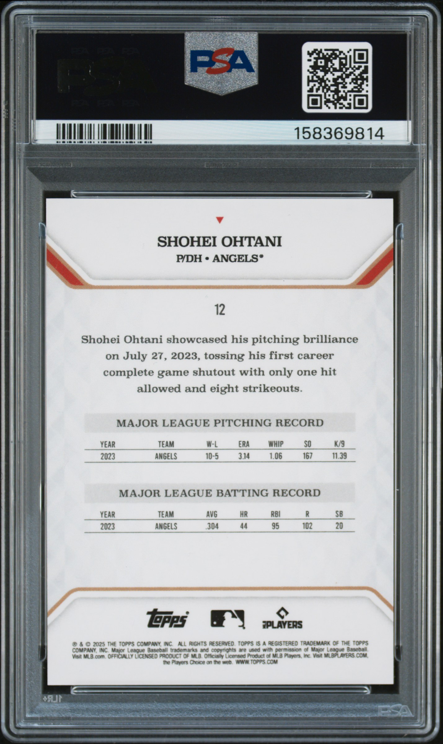 2025 TOPPS MLB MVP COLLECTION #12 SHOHEI OHTANI RED FOIL /5