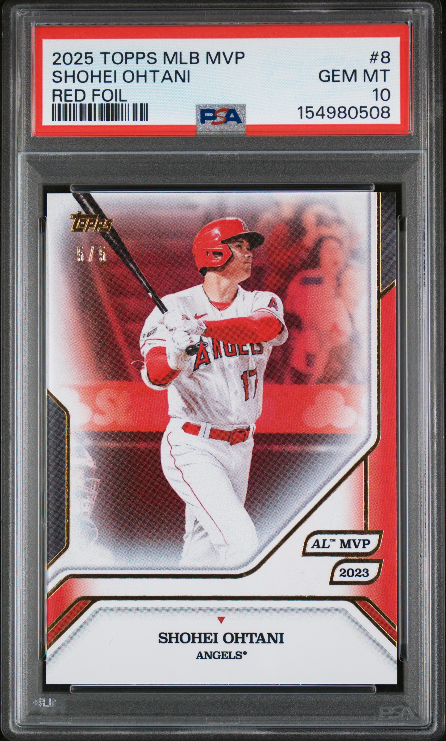 2025 TOPPS MLB MVP COLLECTION #8 SHOHEI OHTANI RED FOIL 5/5