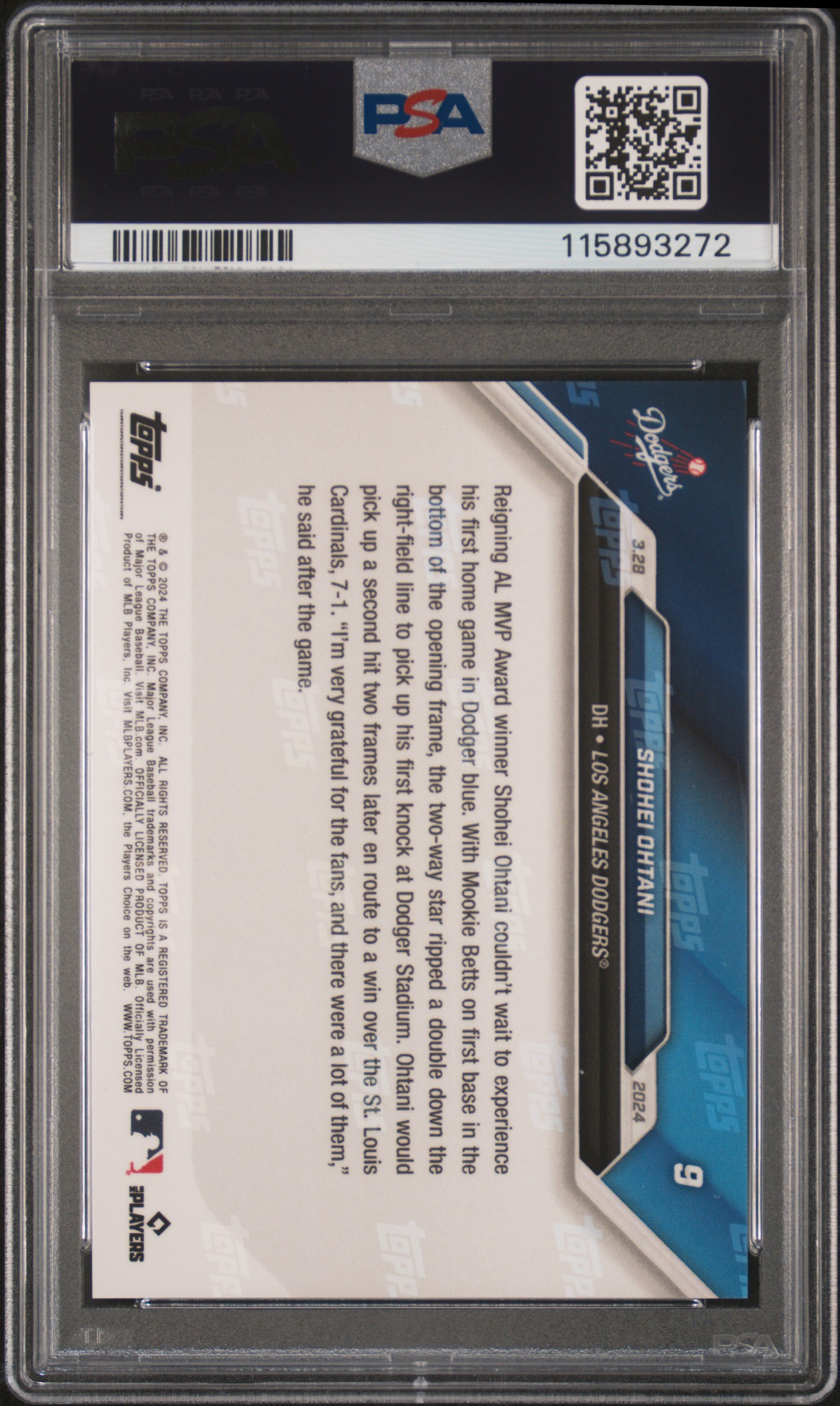 2024 TOPPS NOW #9 SHOHEI OHTANI RED /10